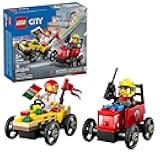 City Pizza vs. Fire Truck Race Car Pack Toy - Building Toy for Kids, Boys and Girls, Ages 5+ - Gift for Birthdays and Holidays - Includes Chef and Firefighter Minifigures - 60458