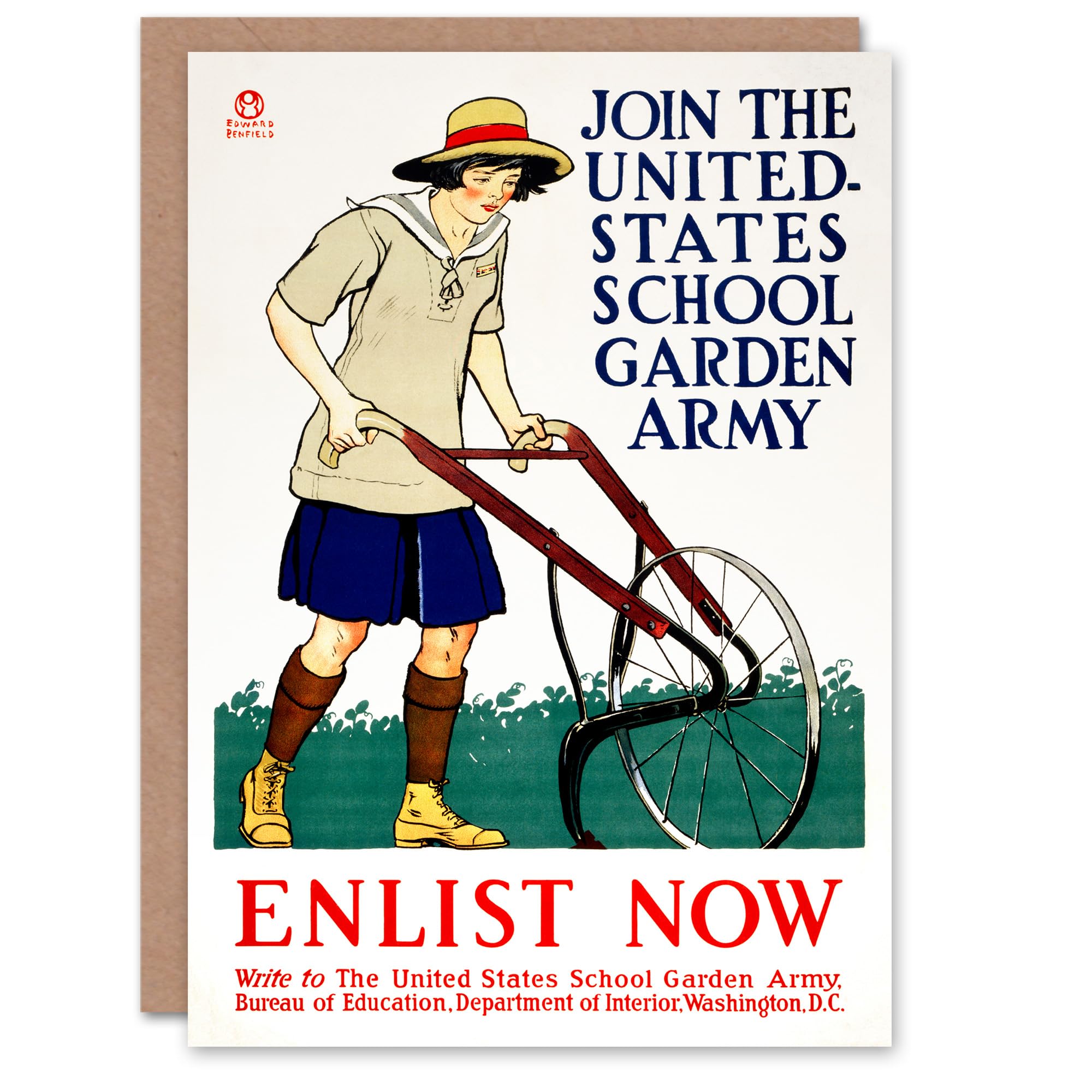 Artery8 Edward Penfield Art Card United States School Garden Army