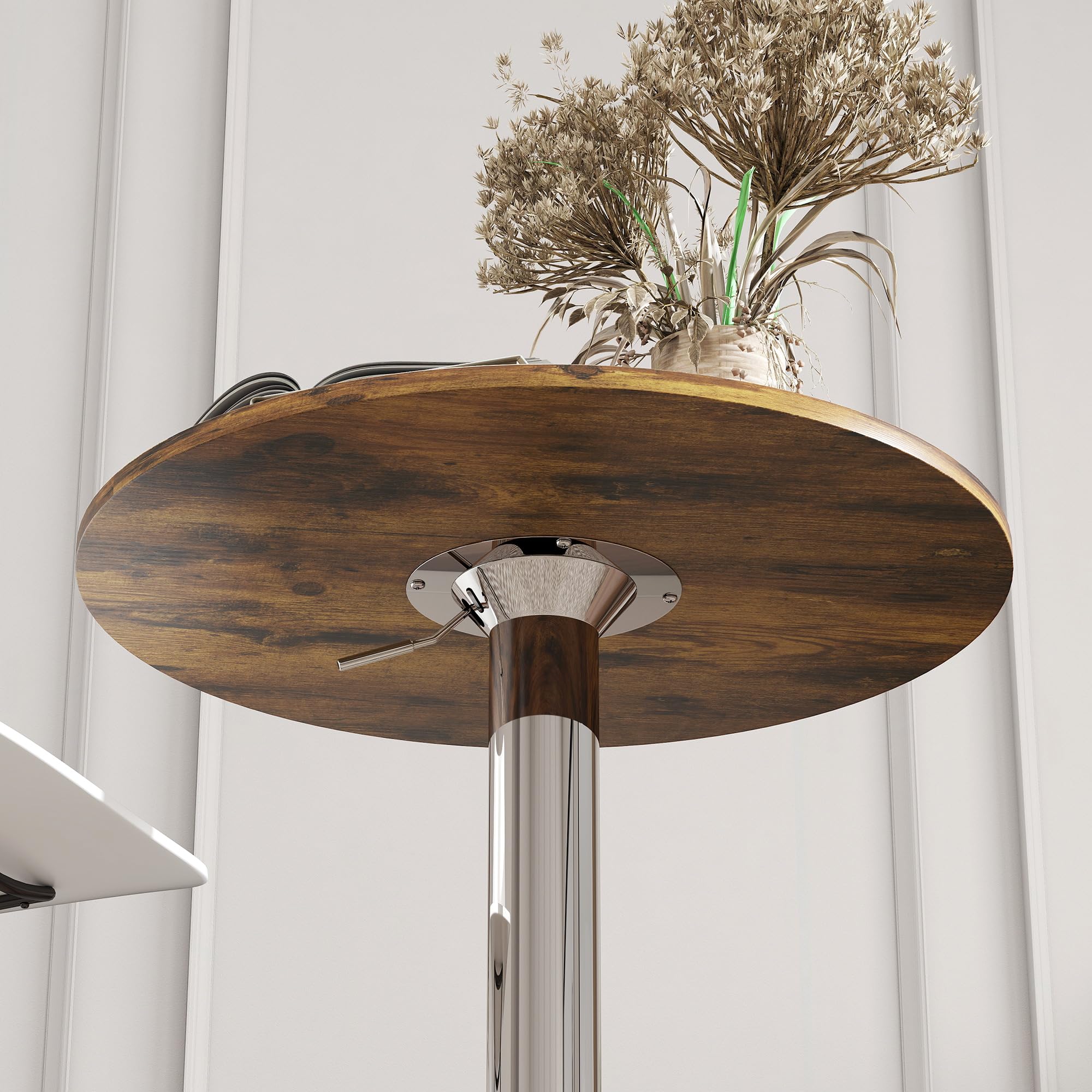 HOMCOM Table de Bar Table Bistro Hauteur Réglable 67-93 cm Ø 60 cm Marron