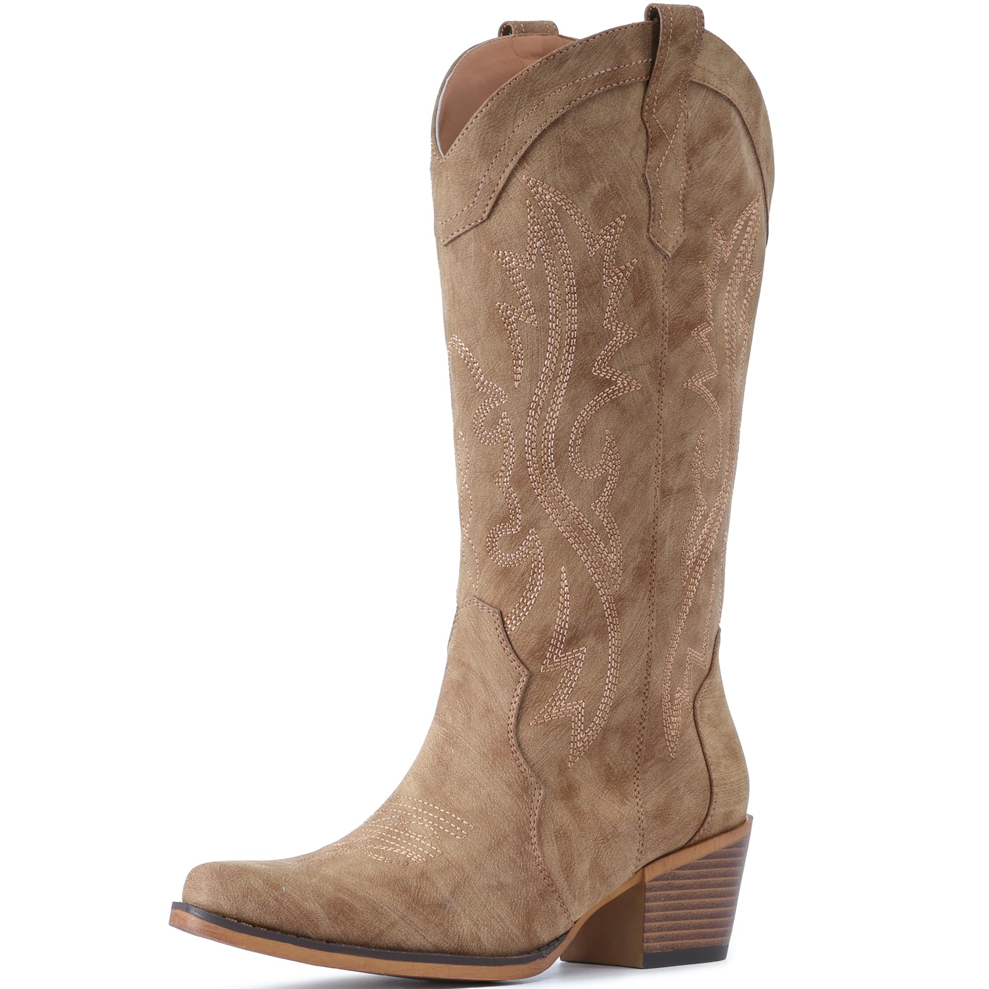 IUV Cowboystiefel für Damen, Western-Cowgirl-Stiefel mit klobigem Absatz