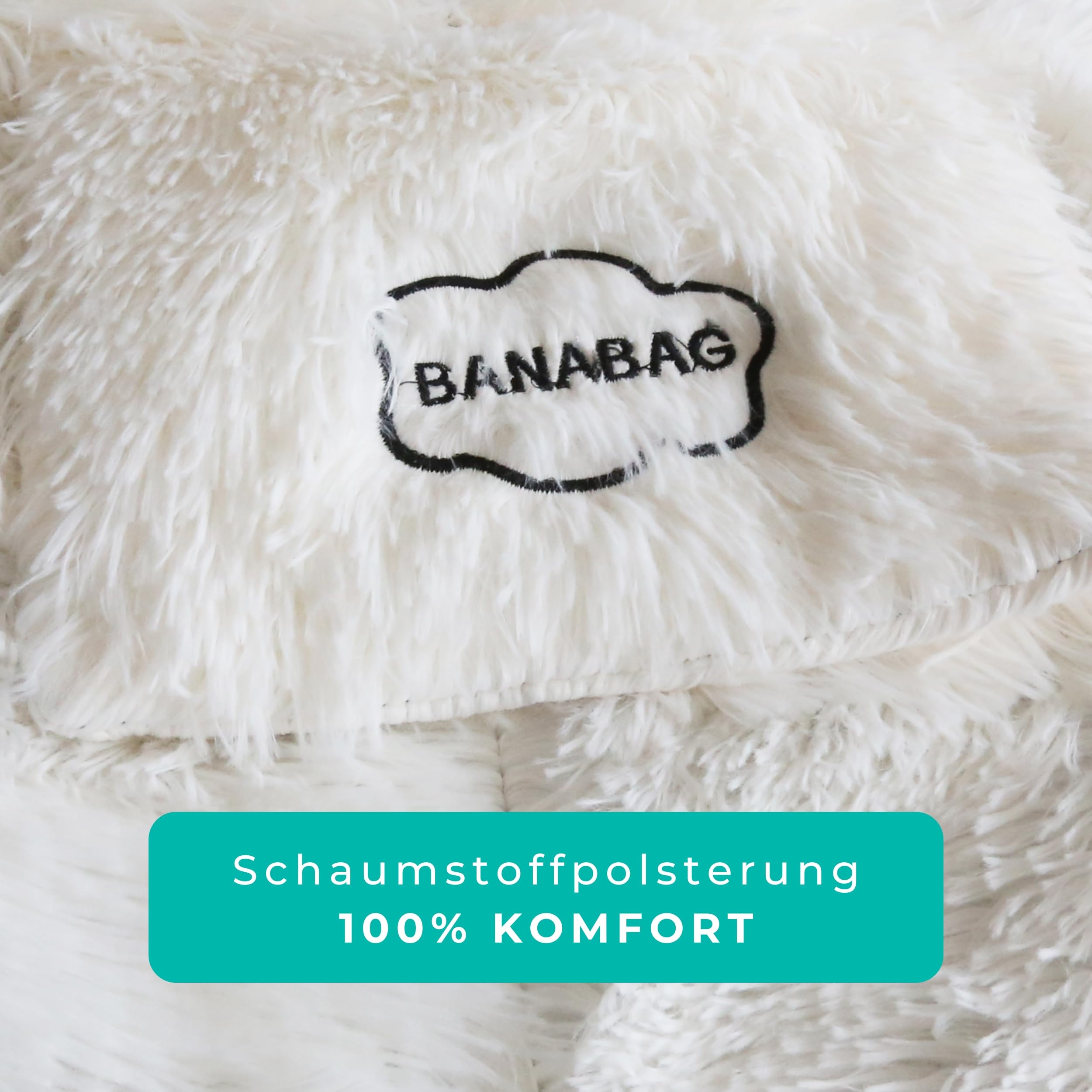 bananair - Sitzsack XXL mit Füllung für Erwachsene - Ultra Weich und Bequem mit Schaumstoff Füllung - Maschinenwaschbarer Bezug - Giant Bean Bag Chair, Sofa, Bed, Couch (160 cm, Weiß)