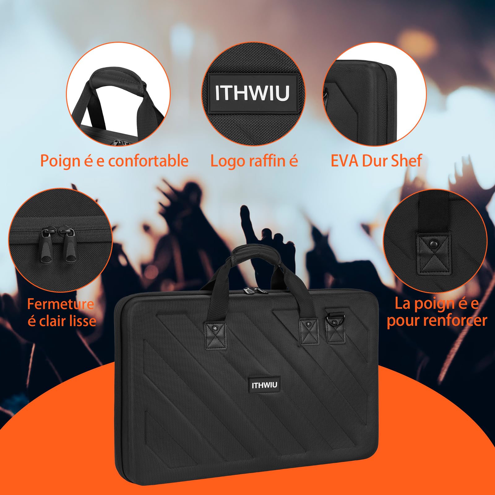 OUUTMEE Étui de Transport pour Contrôleur DJ, Compatible avec Pioneer DDJ RX/SX/SX2/SX3/DDJ-FLX6/Denon MC7000, Sac de Rangement en EVA pour Contrôleur DJ avec Poignées et Bandoulière (Noir)
