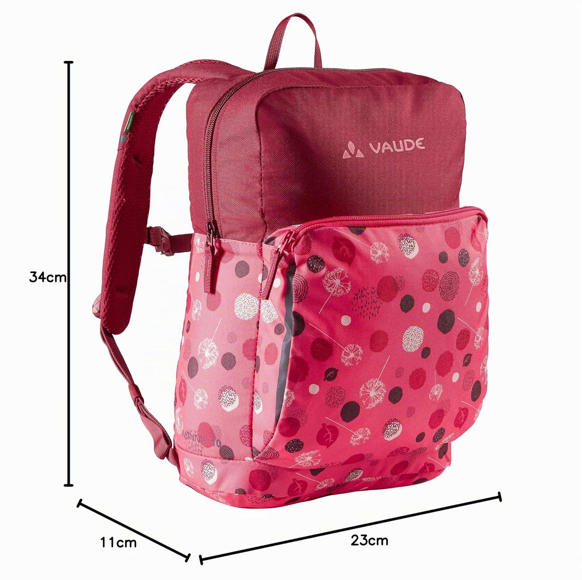VAUDE Kinderrucksack Minnie für Jungen & Mädchen, komfortabler Wanderrucksack Kinder 10 L in Pink, Wetterfester Schulrucksack mit viel Stauraum & reflektierende Elemente