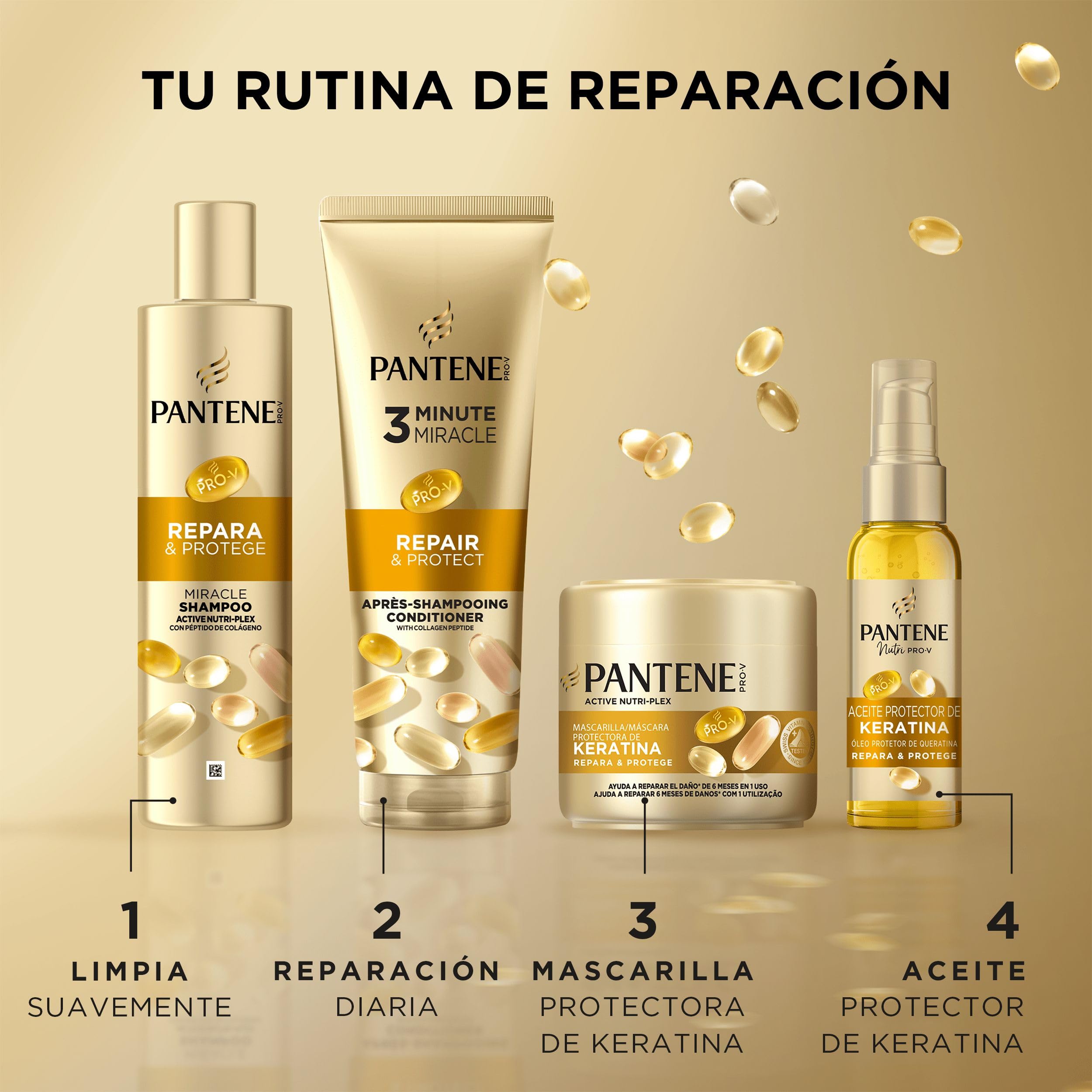 Pantene Pro-V Repara Y Protege Champú 1 L Con Dispensador, Mascarilla Protectora De Keratina 500ml, Pelo Seco Y Dañado