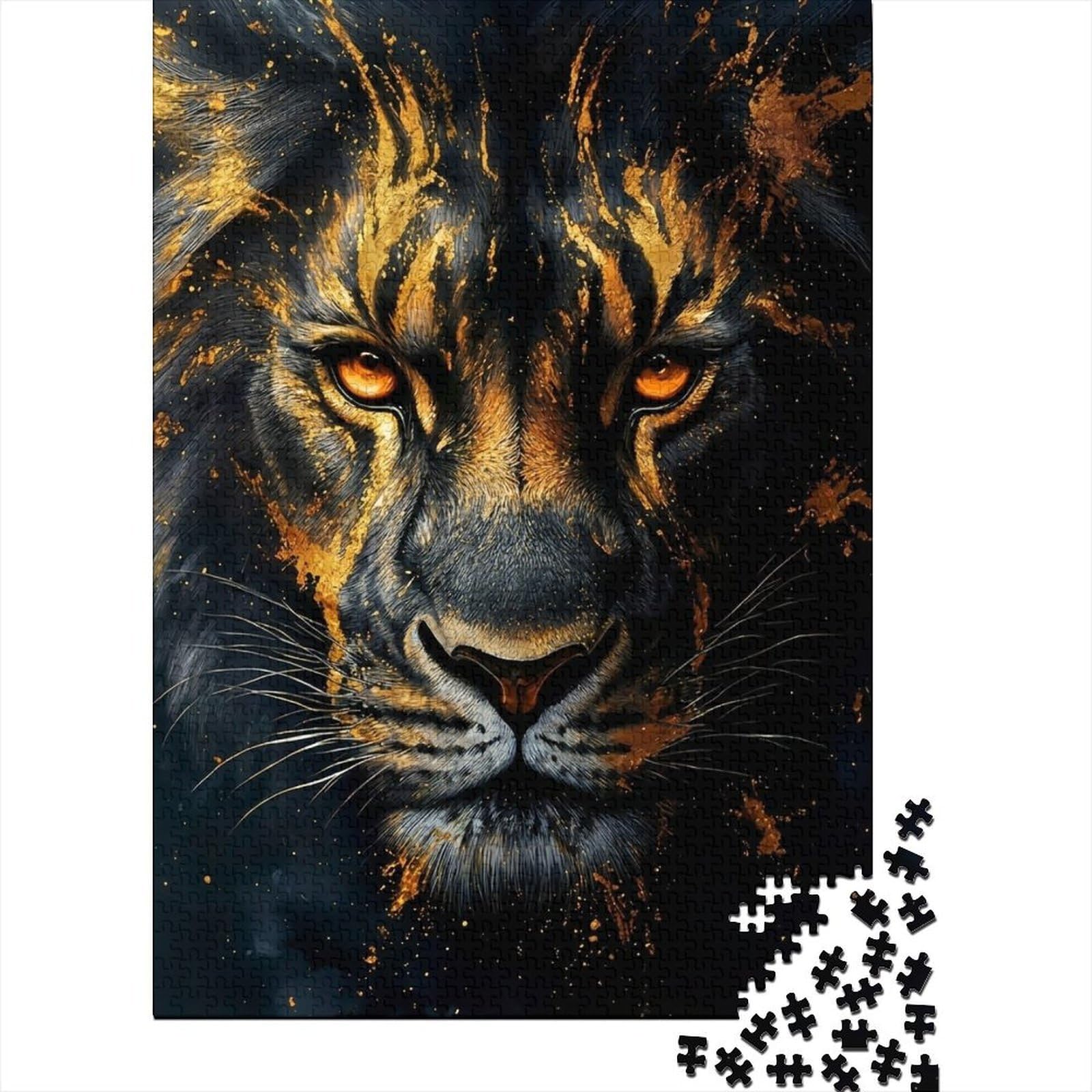 lion 1000 piece jigsaw puzzle paperboard for adults night art style 1000 pieces puzzle game wall art decor family game night stress relief — image 1
