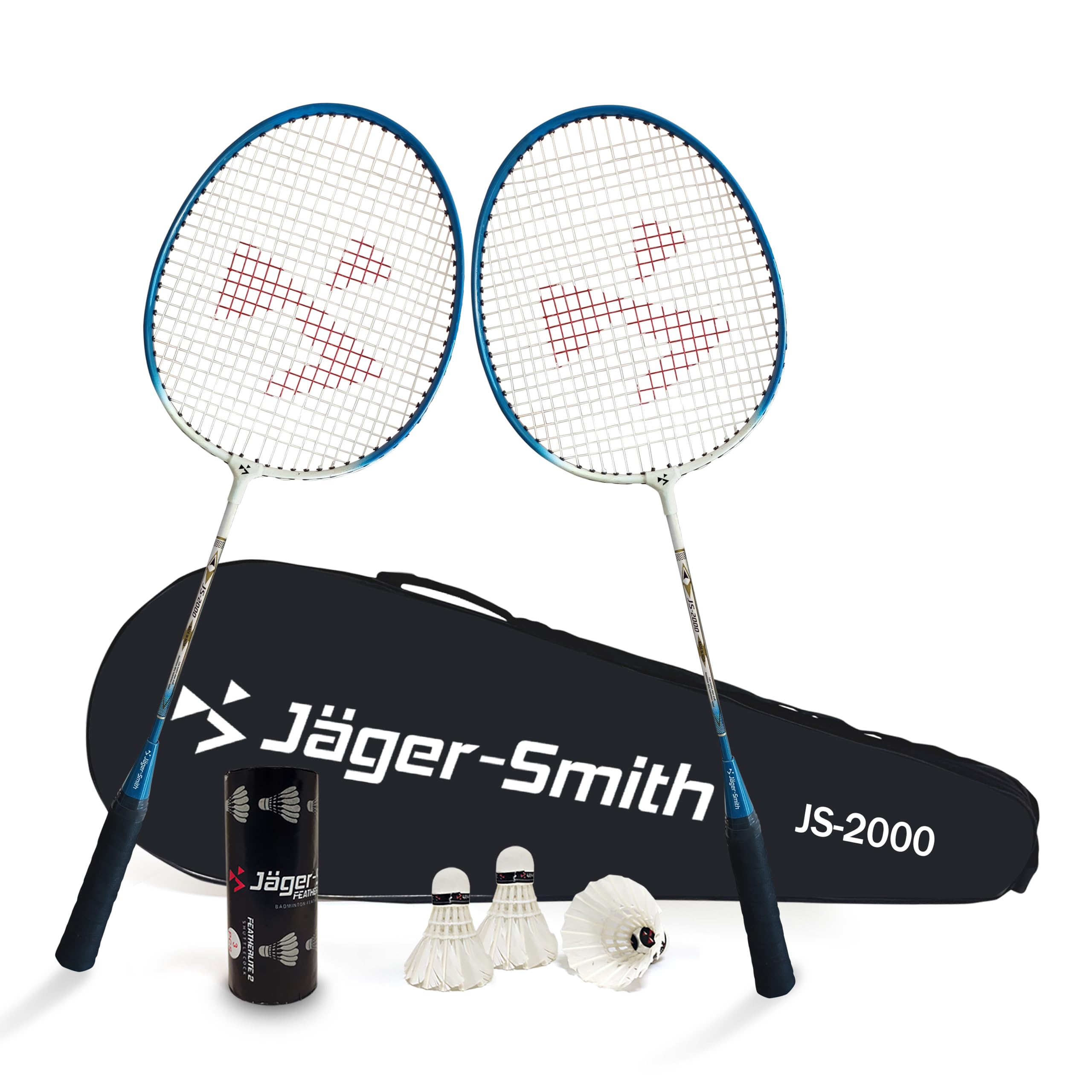 Jager-Smith JS2000(Blue,White) Combo Aluminium Badminton Racquet with Tempered Steel Shaft & Featherlite 2 (Pack of 3) Feather Shuttles&Full Cover (Made in India)-image-12