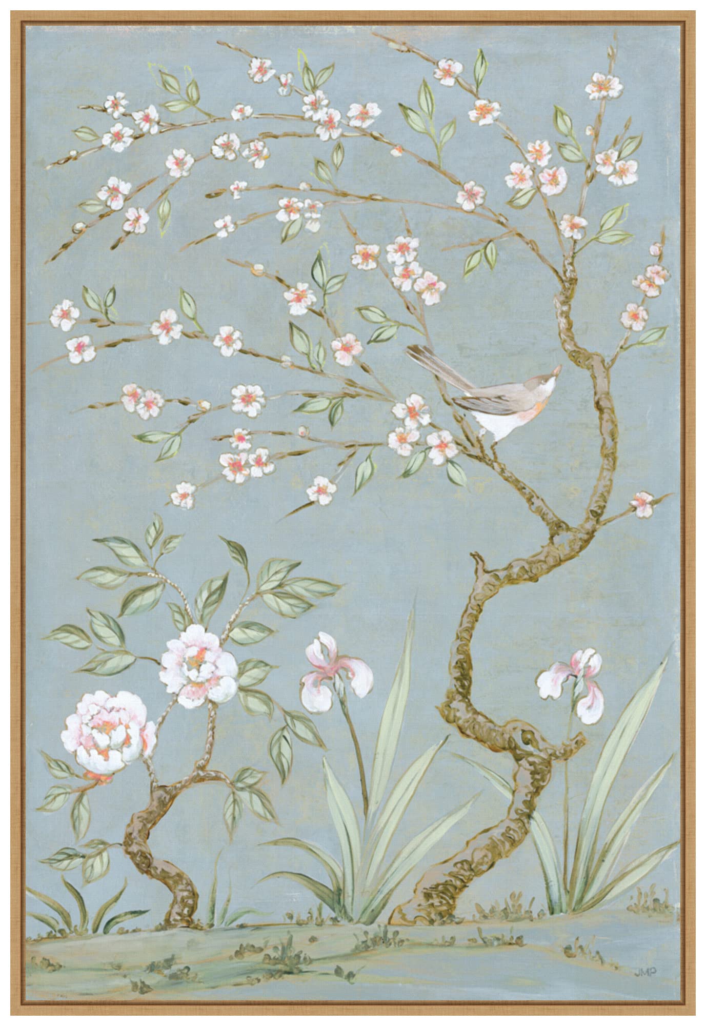 Amanti Art Framed Canvas Wall Art 33x23 Spring Mural I Blue by Julia Purinton, Framed Wall Art Canvas, Animals Artwork, Modern Decor, Large Poster Painting for Living Room, Bedroom, Bathroom, Kitchen