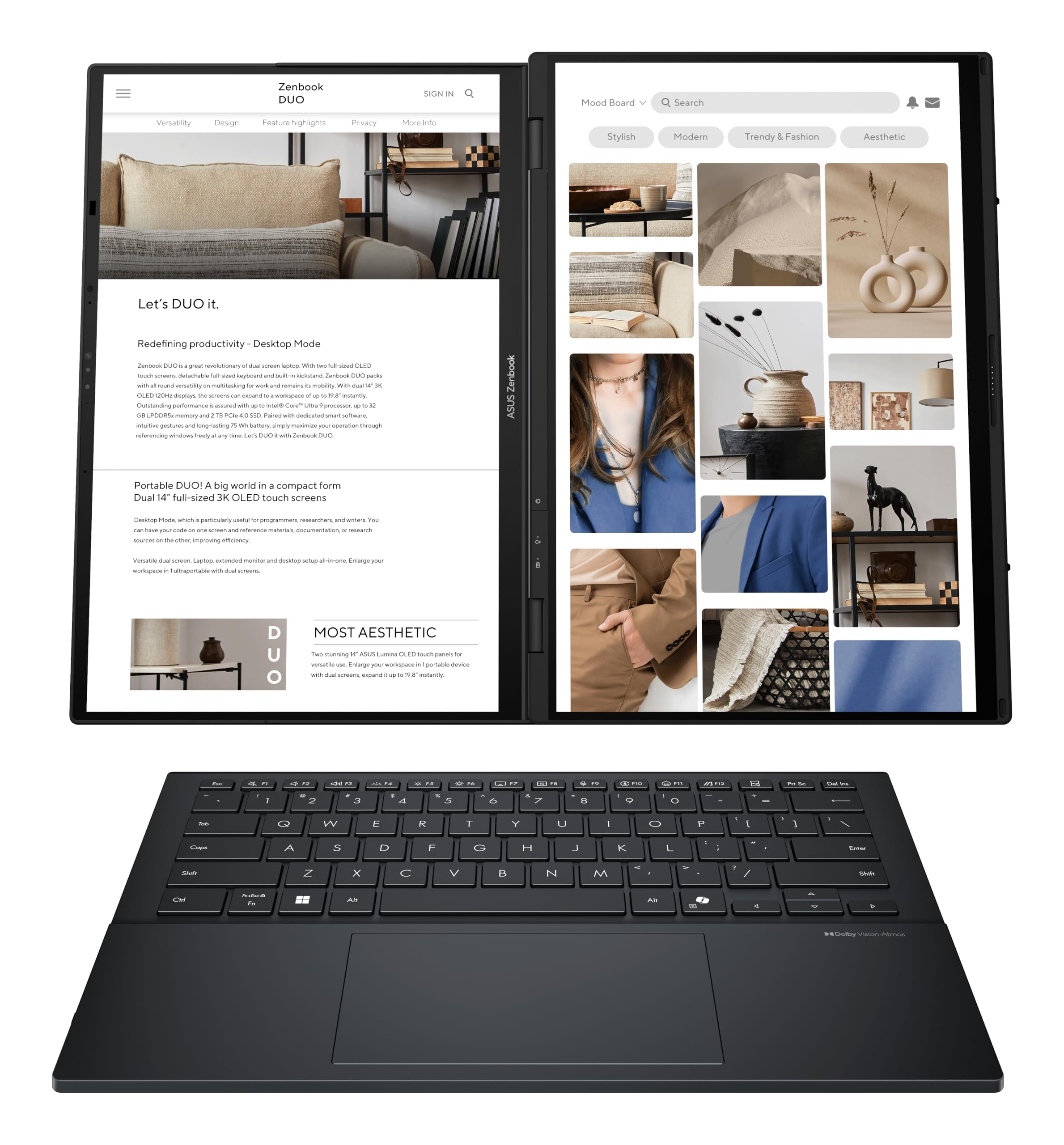 ASUS Zenbook Duo OLED UX8406CA-QL335W - Ordenador Portátil 14" WUXGA (Intel Core Ultra 7 255H, 32GB RAM, 1TB SSD, ARC 140T, Windows 11 Home) Gris Tintero - Teclado QWERTY español