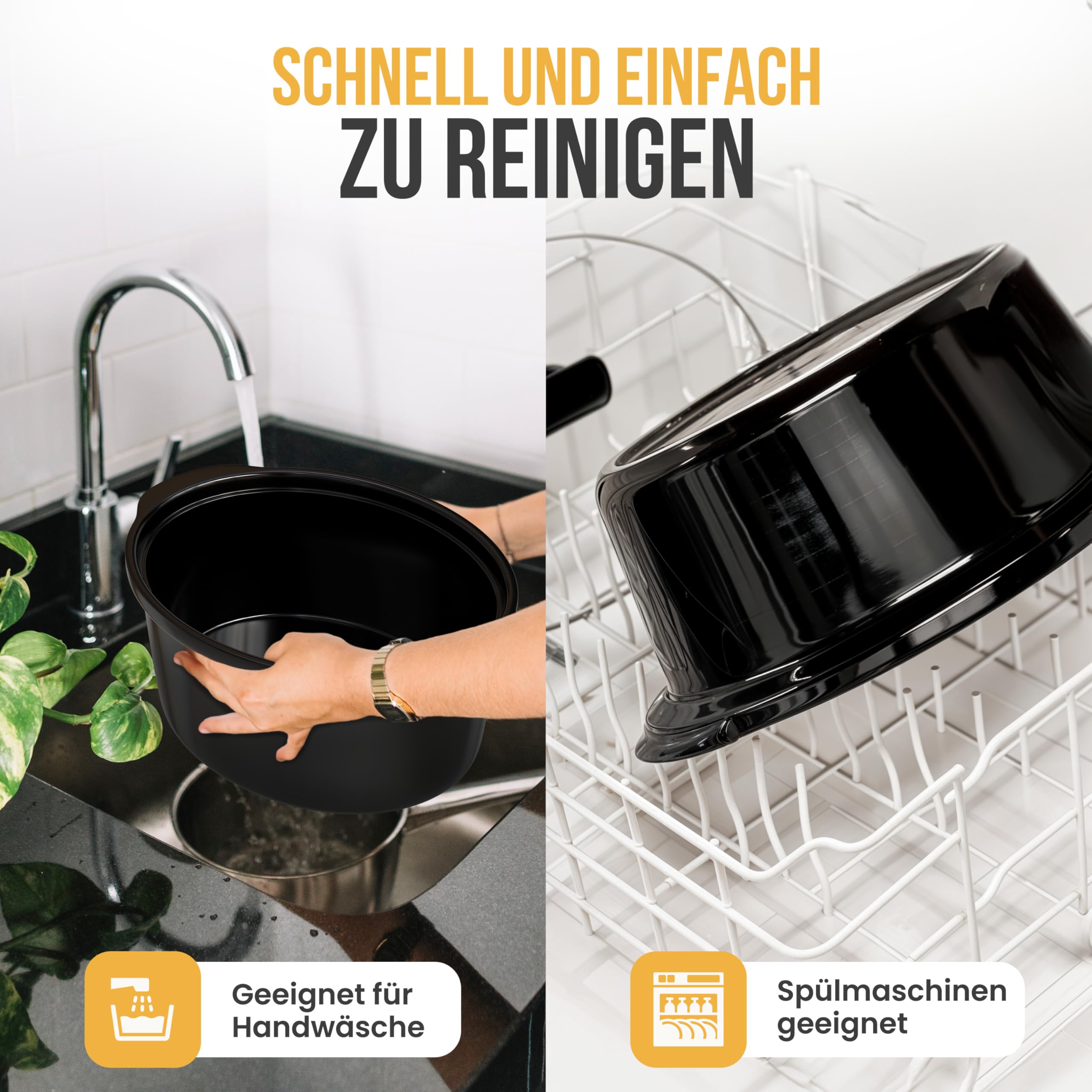 Strex Schongarer Slowcooker 6.5L - Herausnehmbarer Keramik-Innenbehälter - Warmhaltefunktion - Slow Cooker - Schwarz