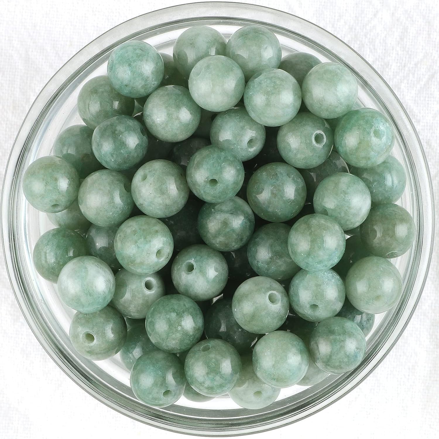 NITOPUPU 100Pcs 8mm Natural Smooth Burmese Jade Beads Round Loose Gemstone Stone Beads for Jewerly Making with Crystal Stretch Cord Burmese jade 8mm