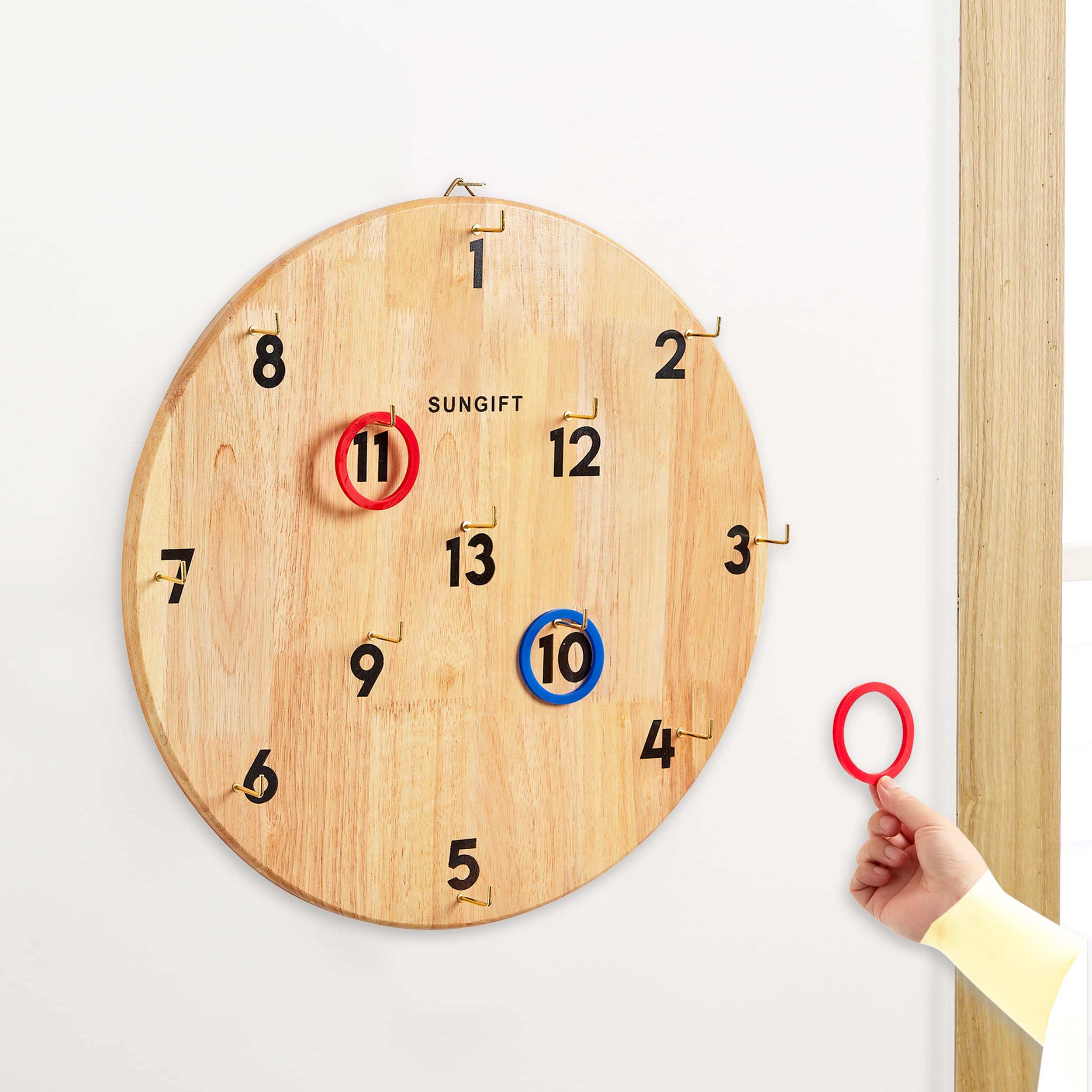 特価Sungift フック＆リングトスゲーム 子供＆大人用 家族/自宅/パーティー/オフィス用しいゲーム リング18個 フック2個付き並行輸入商品 | SUNGIFT フックリングトスゲーム - 20インチ 巨大なヤード