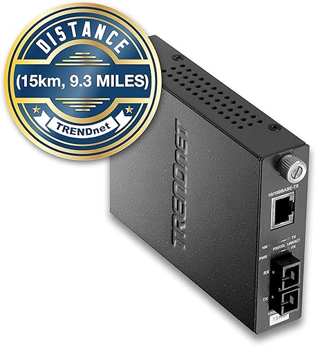 Miniatura 5 de TRENDnet Convertidor de medios de fibra SC monomodo 100Base-TX a 100Base-FX (9.3 mi9.3 millas), negociación automática, MDIX automático, modo dúplex
