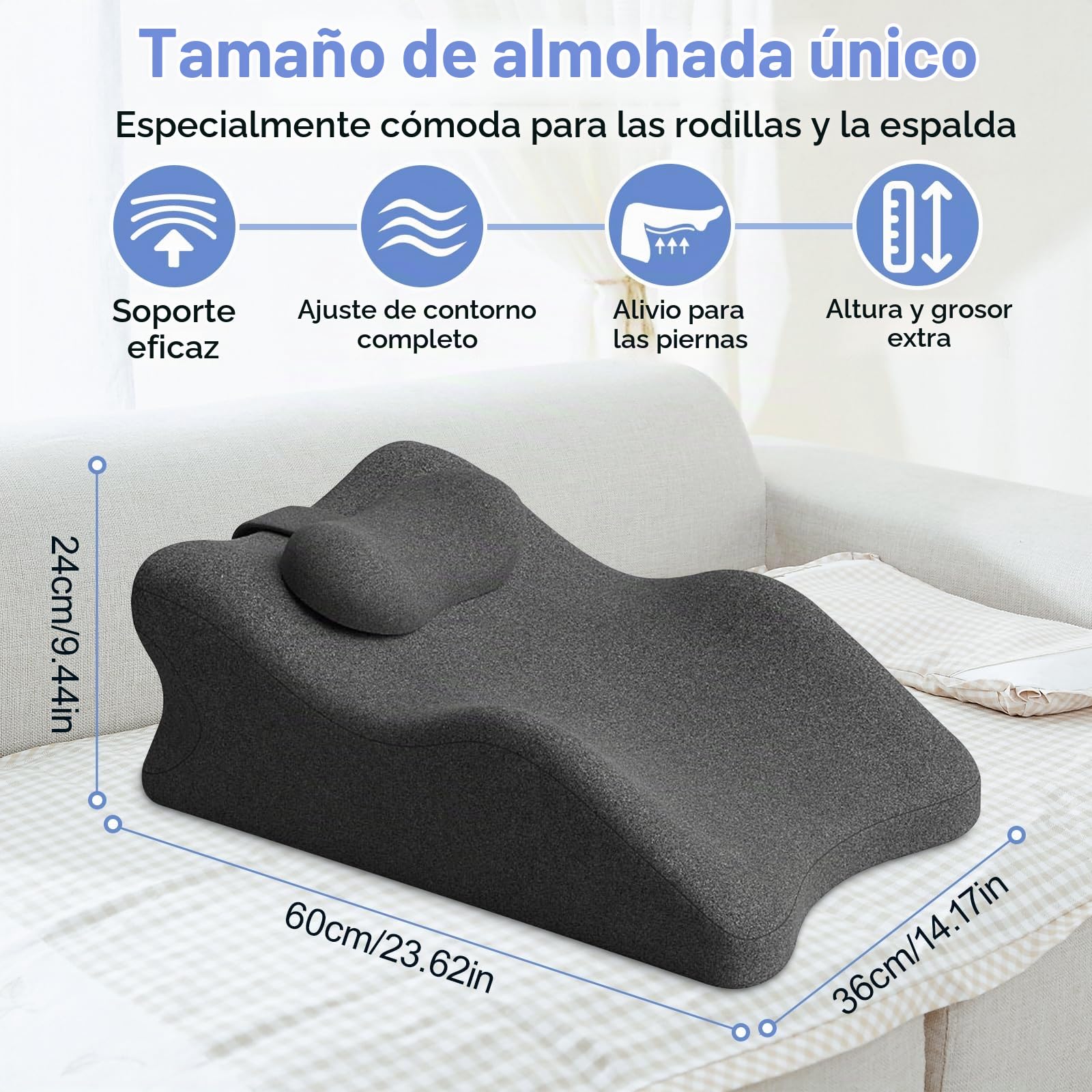 Cojin reposapiernas,Almohada para Piernas Cojin para Piernas Terapéutico,Almohada Piernas Dormir,Cojín Ergonómico para Venas Dolor de Espalda, Rodillas, Post-Operatorio