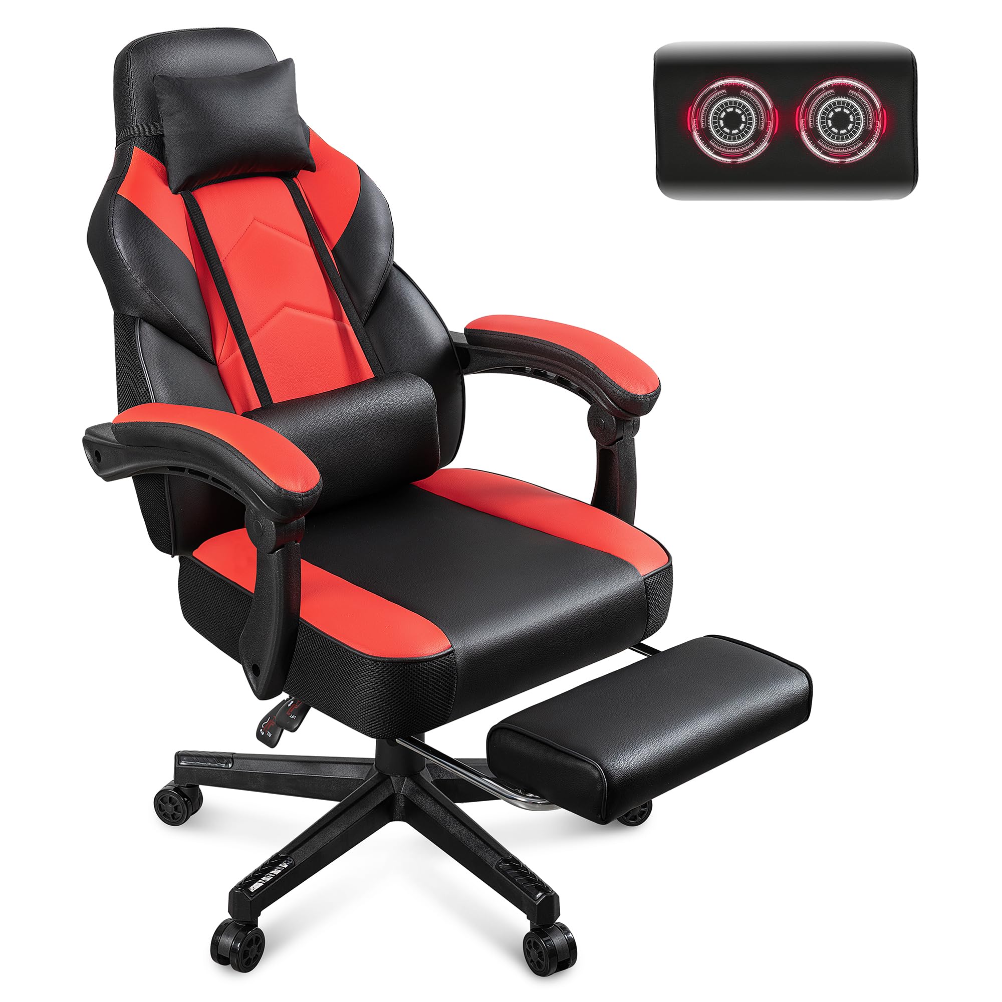Gaming Chair for Adults, Gaming Chairs with Footrest, Ergonomic Video Game Chair with Massage Lumbar Big and Tall Computer Chair, Height Adjustable