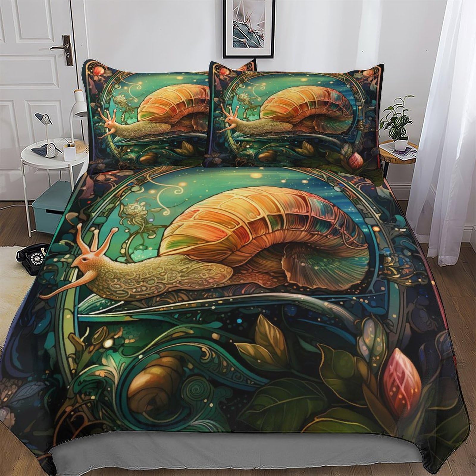 Housse de couette escargots lit king pour une chambre d'enfant cocooning et douce