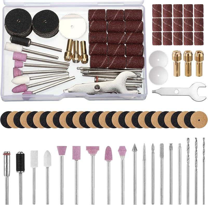 69 Pcs Rotary Tool Accessories Sanding Bits Kit 1.0/1.6/2.3mm Diameter Shanks Universal Rotary Tool Bits for Woodworking, Drilling, Sanding, Polishing, Carving