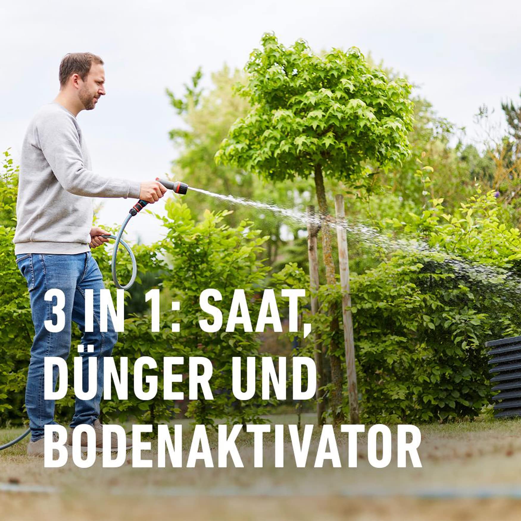 COMPO Trockenschäden-Mix 4in1-Rasenreparatur, Trockensaat, Dünger, Bodenaktivator und Mykorrhiza in einem, Rasendünger und Rasensamen / Grassamen, 5 kg, 100 m²