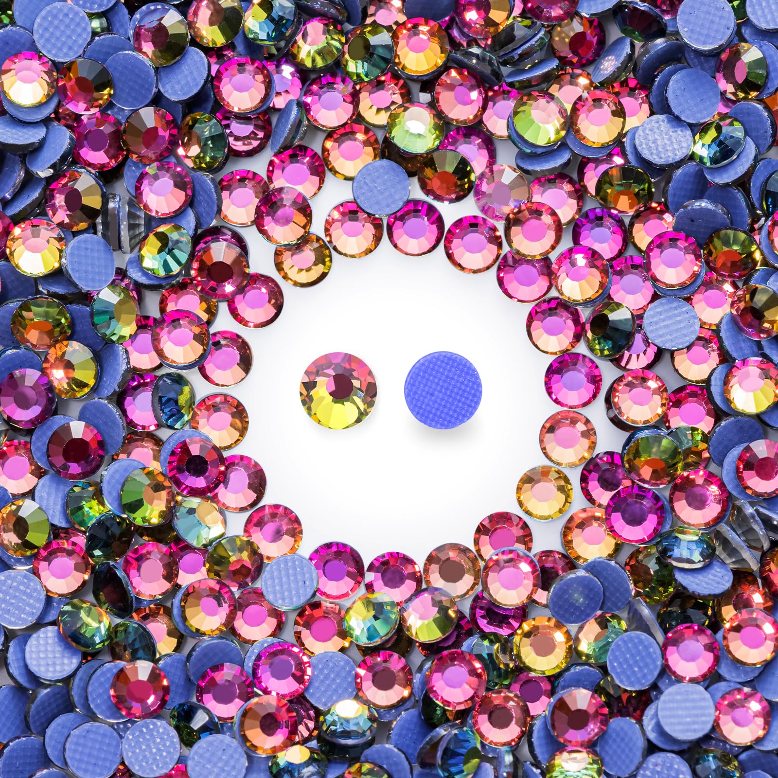 Hotfix Rhinestones Bulk 300PCS SS30 (6.3-6.5mm), Rainbow Glass Rhinestones for Clothes, Tumblers, Shoes DIY, Heat Transfer Flatback Gems for Crafts &amp; Decoration