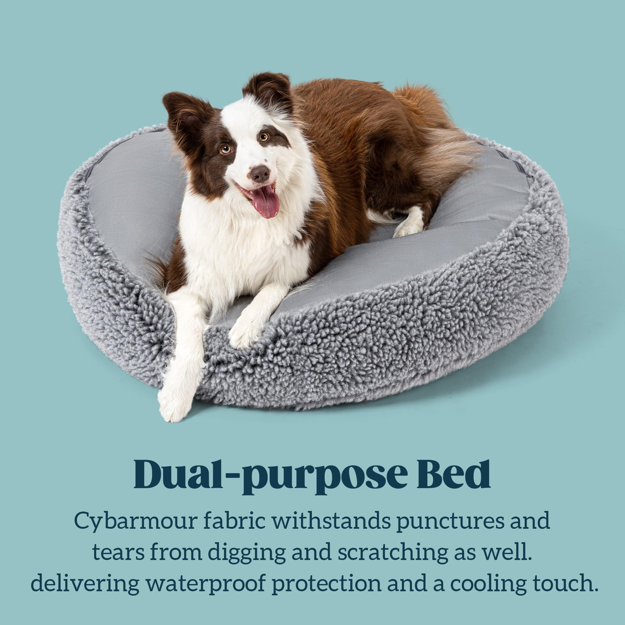 PELZIN Stoutwool Indestructible Dog Bed - Round Chew Proof Dog Bed - Fluffy Pillow Bed for Aggressive Chewers - Durable - Washable - Ideal for Small Dog Breeds - 25", Charcoal - image 3