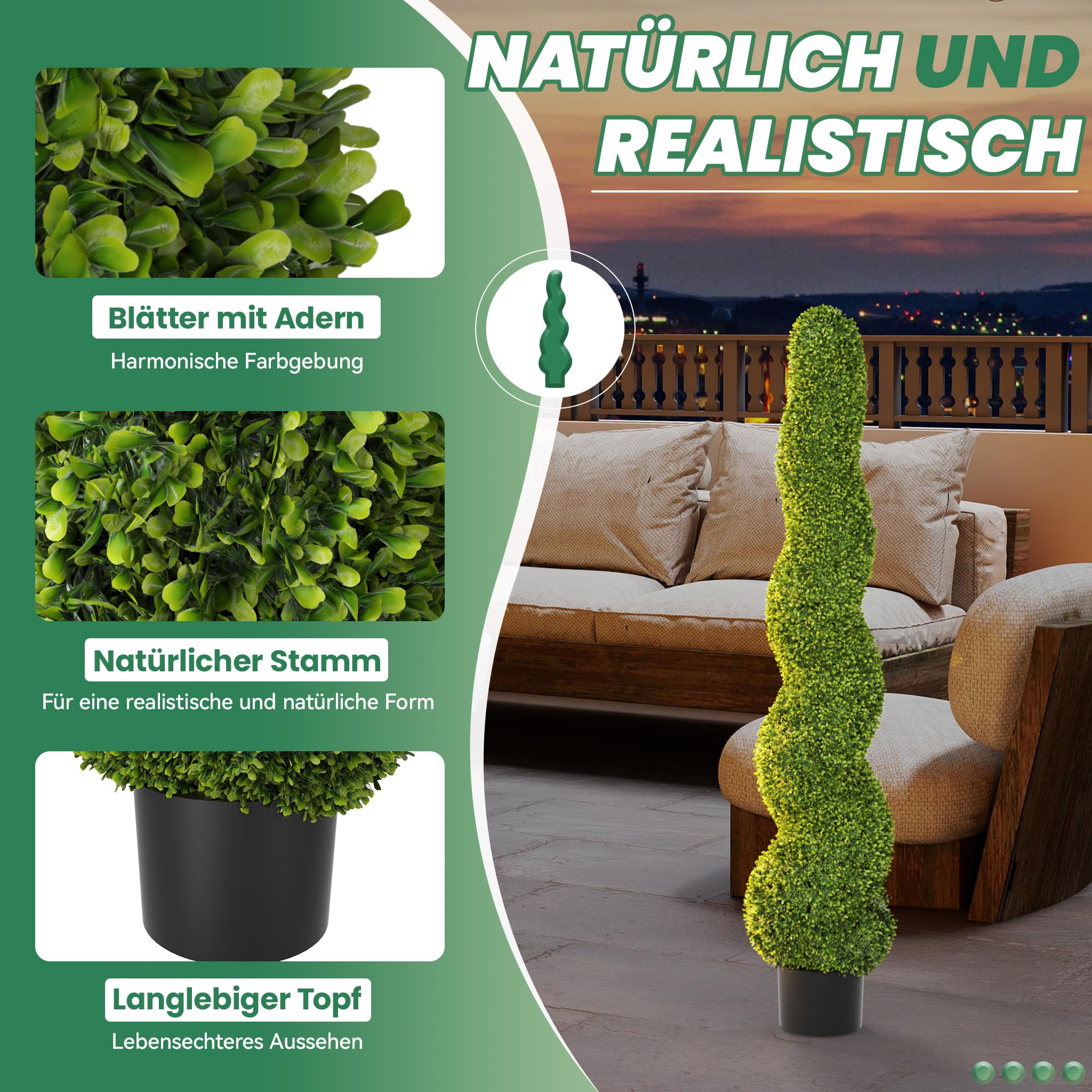 Kunstpflanze Künstliche Pflanze Zypresse Mit Topf  Produktbild-Vorschau 5