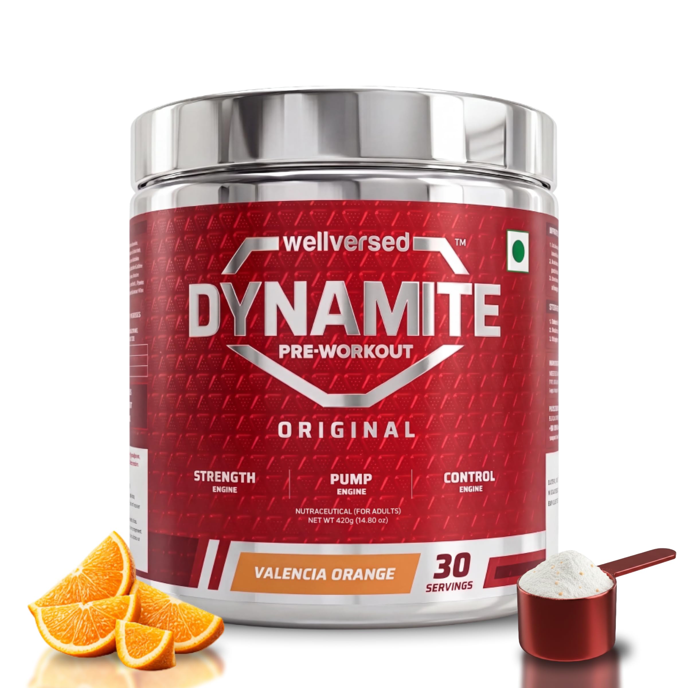 Wellversed Dynamite Pre-Workout (420 G,30 Servings)|Valencia Orange|Pre-Workout For Men & Women With 200 Mg Alpha Gpc|200 Mg Caffeine|6500 Mg Citrulline Complex|1000 Mg Creatine,Powder,1 Count-image-21