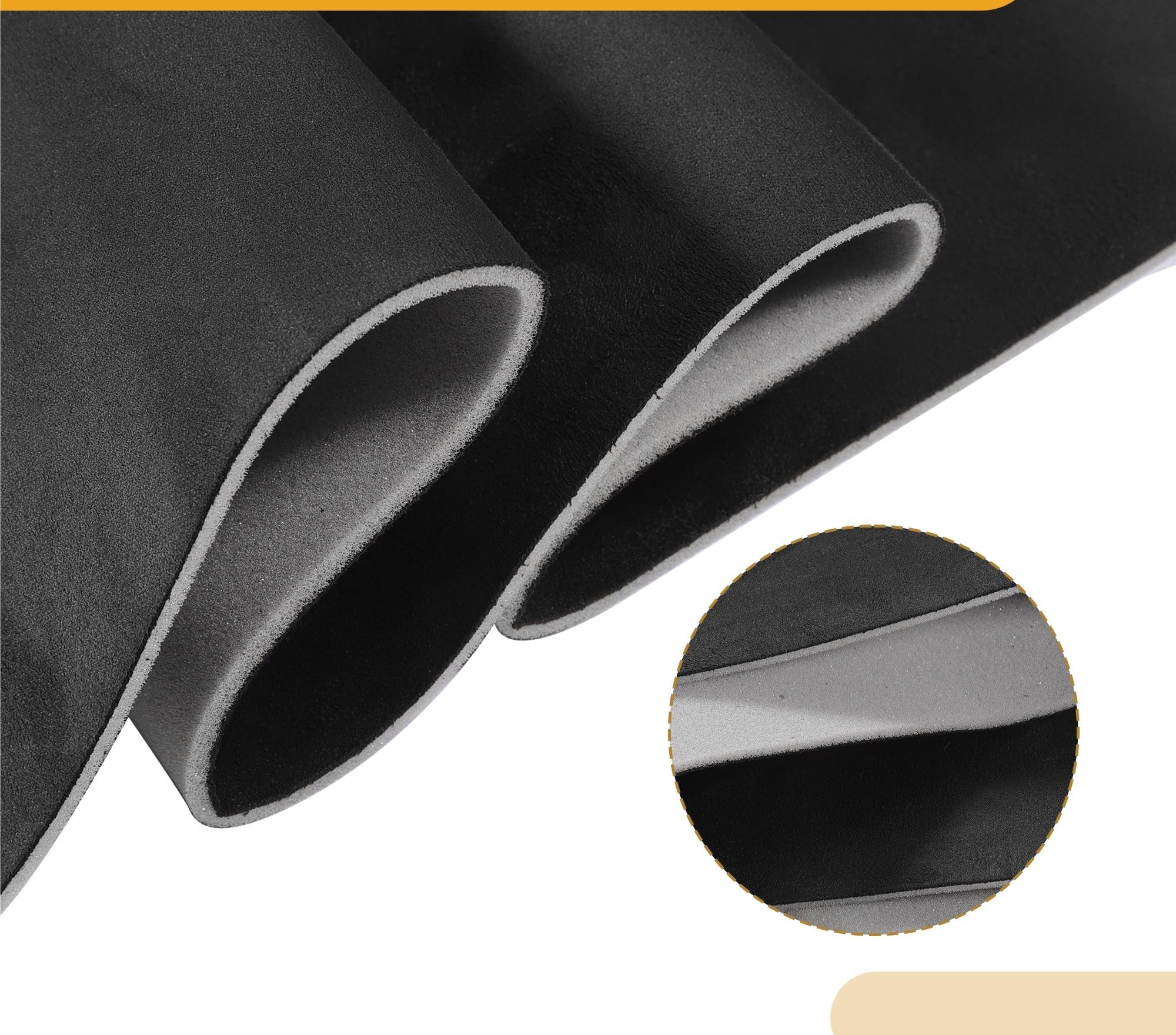 Tessuto per Rivestimento Tetto Auto Rivestimento Interno Tetto Auto in Pelle Scamosciata/Alcantara, Schiuma, Nero (Varie Misure)(193cmx145cm Black)