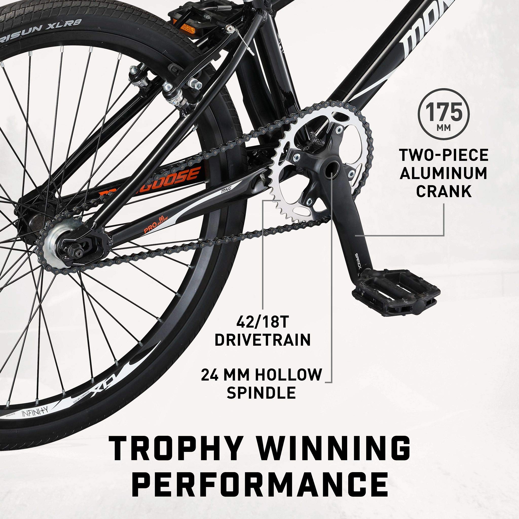 Mongoose Title Elite 24 BMX Race Bike with 24Inch Wheels in Black for