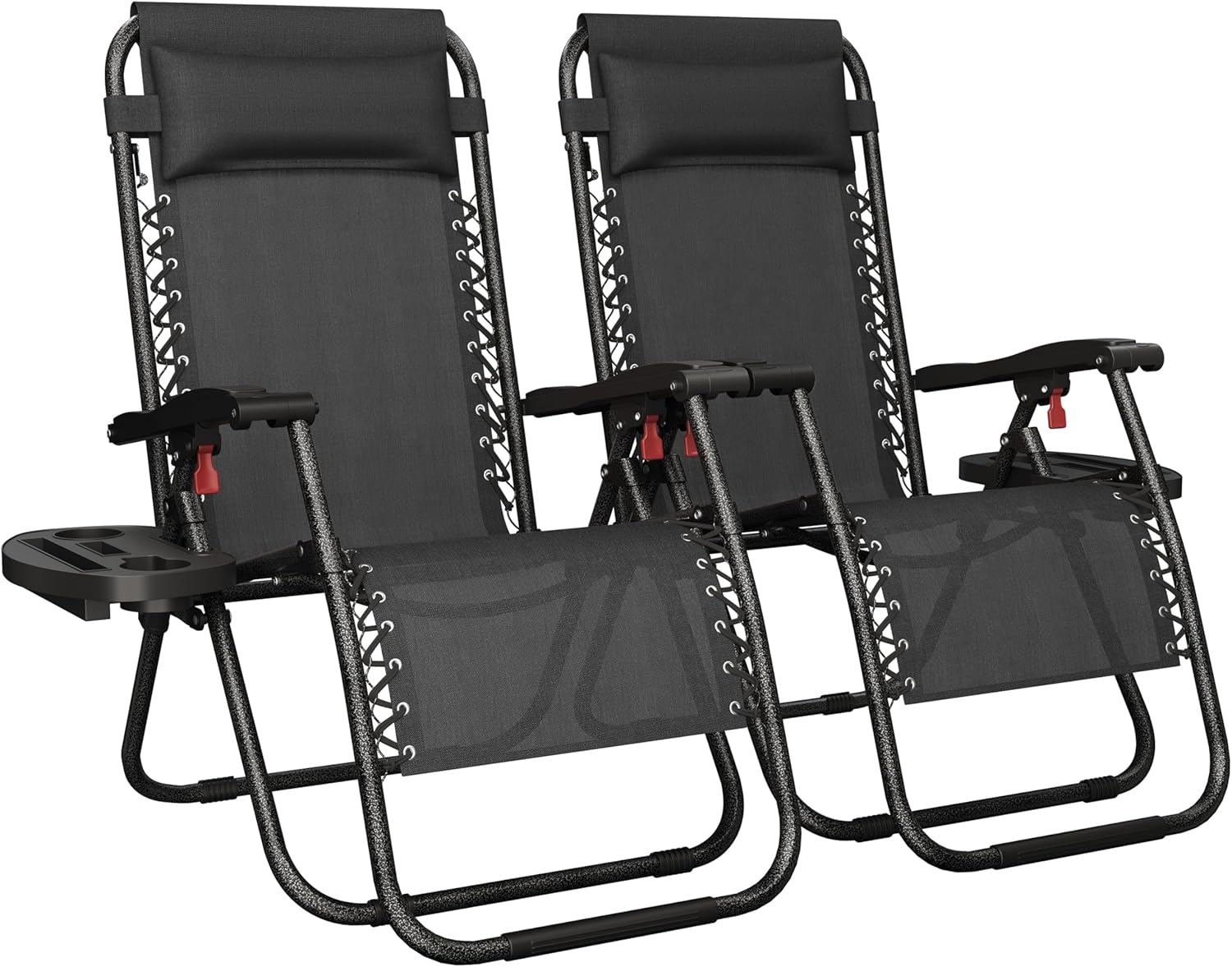 Yaheetech Zero Gravity Chairs Outdoor Adjustable Folding Sunloungers Lounge Recliners w/Pillows, Cup Holder and Carry Strap for Patio Porch Deck Set of 2