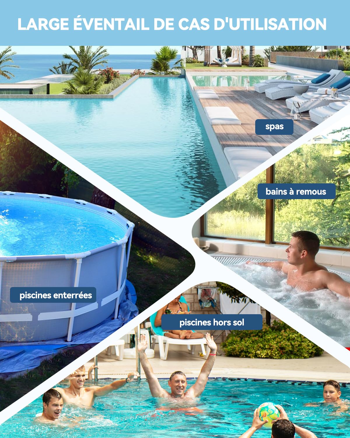 Great Shark Aspirateur Piscine sans Fil avec Interrupteur à Distance, Perche Télescopique 1,8 m, 75 Min d’Autonomie, Aspiration 18 GPM, Nettoyeur Piscine pour Piscines Hors Sol, Spa et Jacu (Bleu)