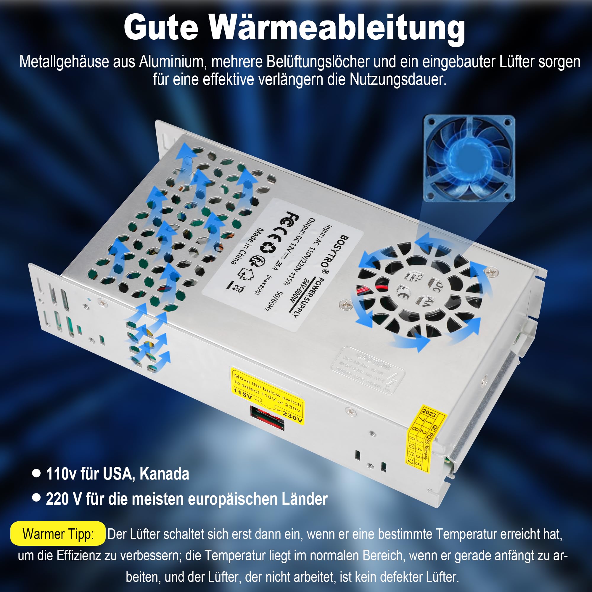 24 V 25 A 600 W Schaltnetzteil, 24 V uniwerzalny regulator AC110/220 V (SMPS), transformator LED do drukarki 3D, system CCTV, radio, projekt komputerowy