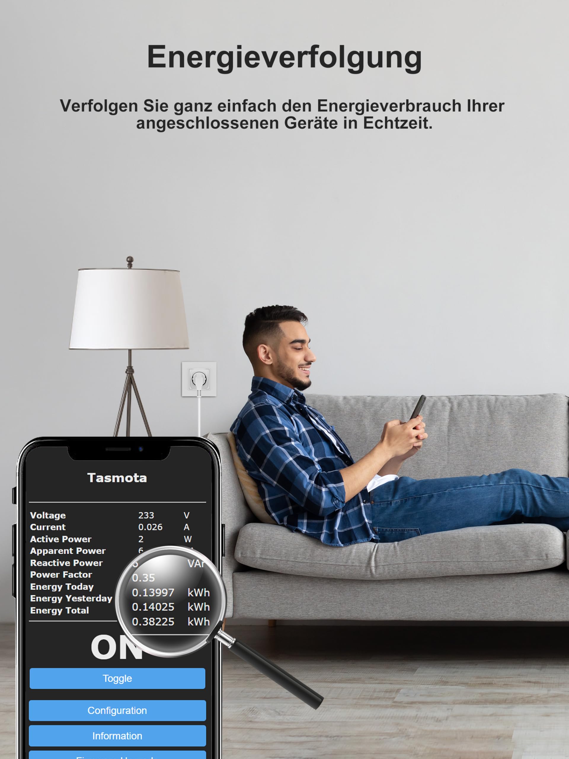 Tasmota Steckdose mit Stromzähler, EIGHTREE Alexa WLAN Smart Steckdose, Smart Home, ESP8685 mit Home Assistant, MQTT, Domoticz, OpenHAB, ioBroker, 16A, nur 2,4GHz-WLAN, 4pcs