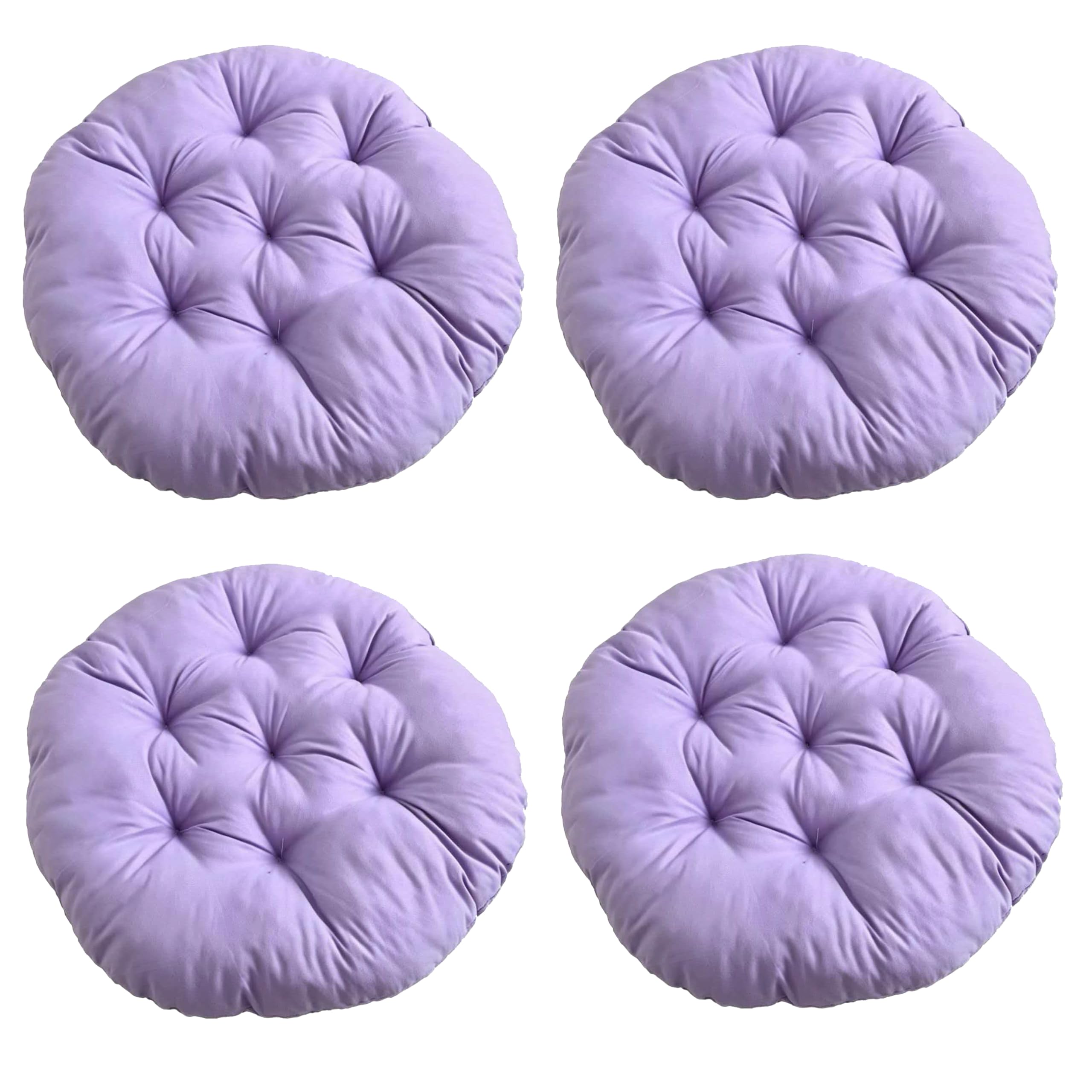 kuyouqi Pack of 4 Round Chair Cushion, 38 x 38cm Breathable Seat Pad Soft Seating Cushions for Kitchen Dining Garden Living Room Bedroom Floor (Light Purple)