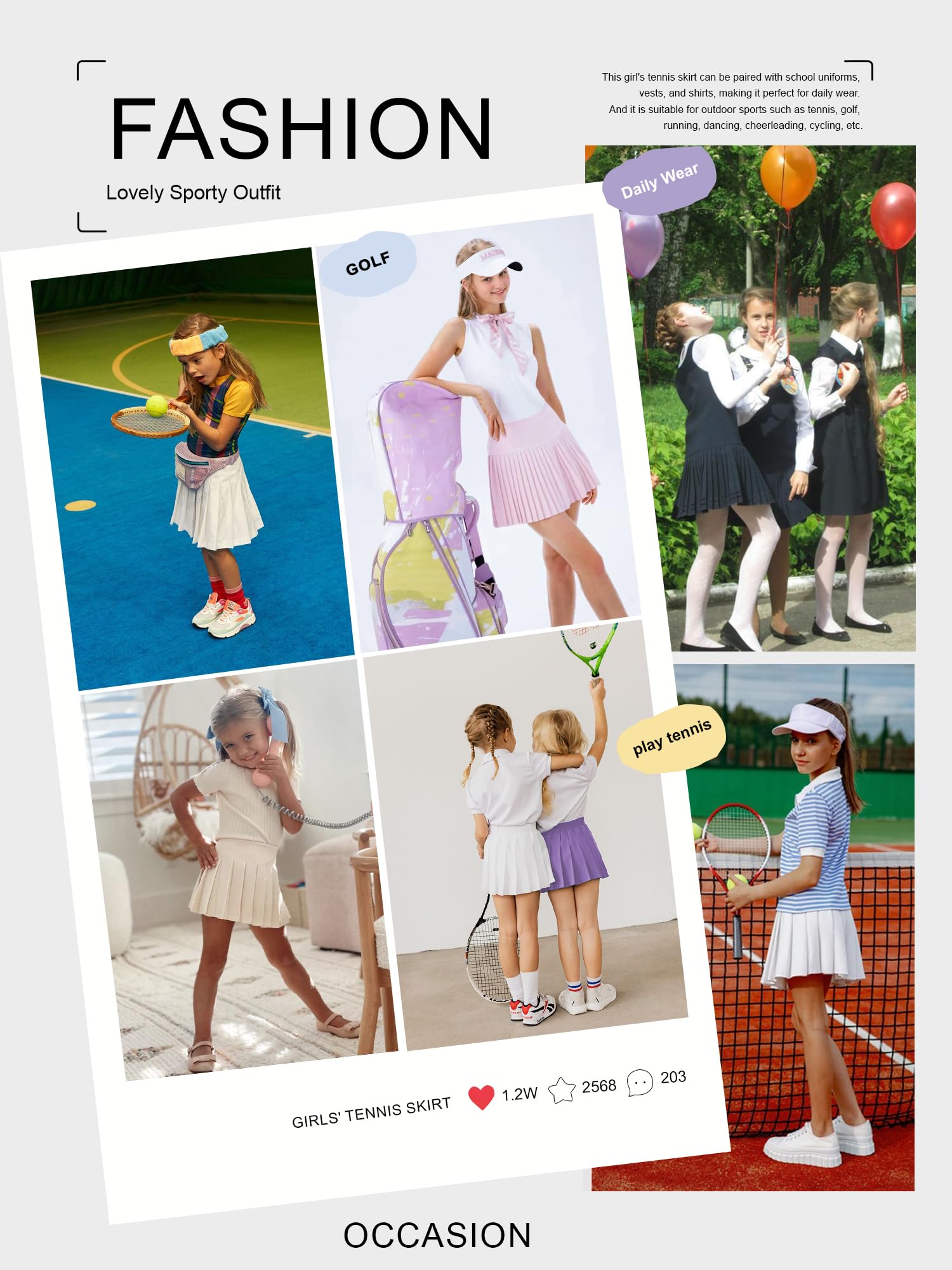 Jupe de Tennis pour Filles Jupe de Tennis avec Short Jupe Patineuse Plissée pour Enfants Jupe de Golf (FR/ES, Âge, 10 Ans, 12 Ans, Taille Normale, Blanc)