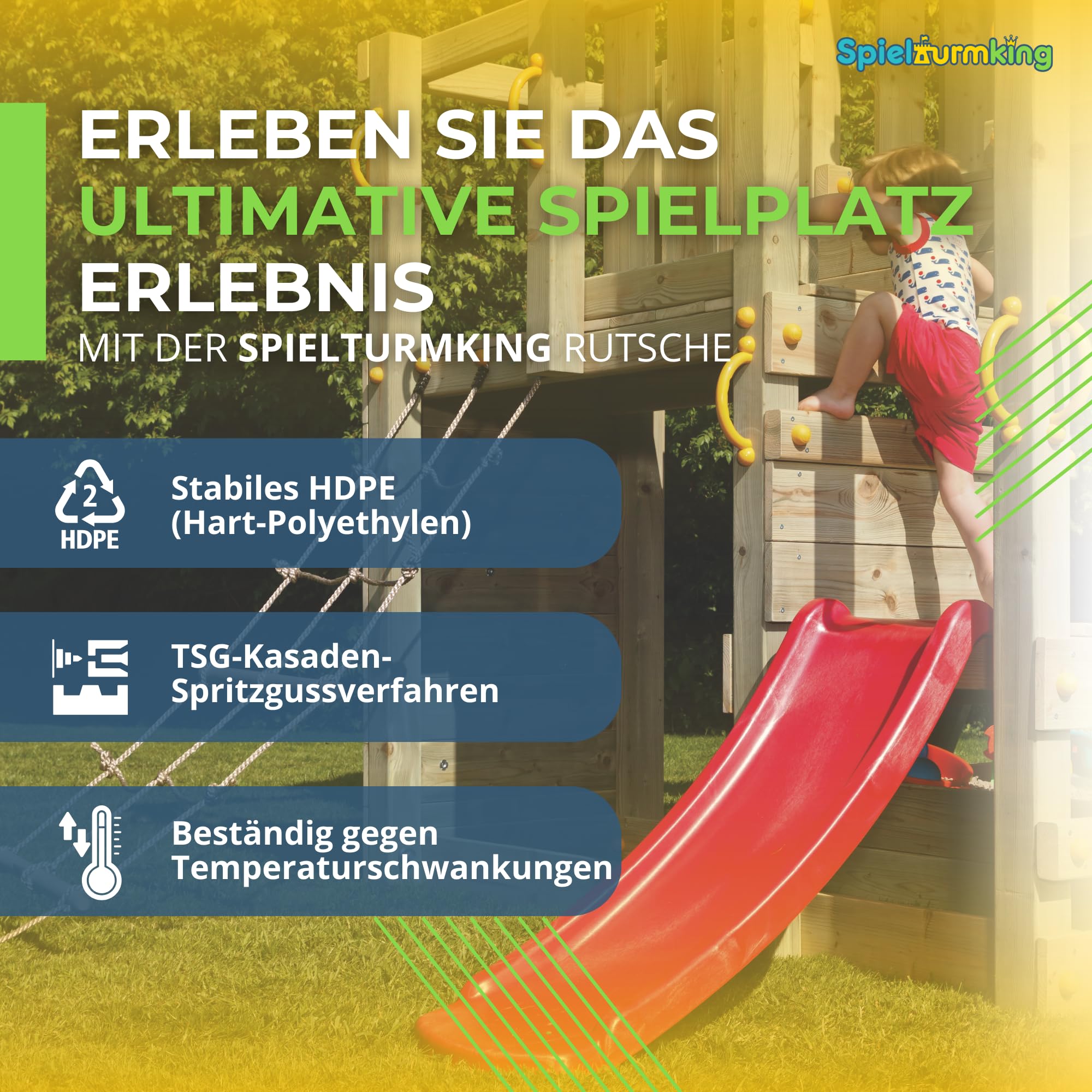 Kinder Rutsche Outdoor Garten Spielgeräte, Stabile Rutsche | für Kleinkinder, Alternative zu Indoor Spielgeräten, 1,20 Meter lang