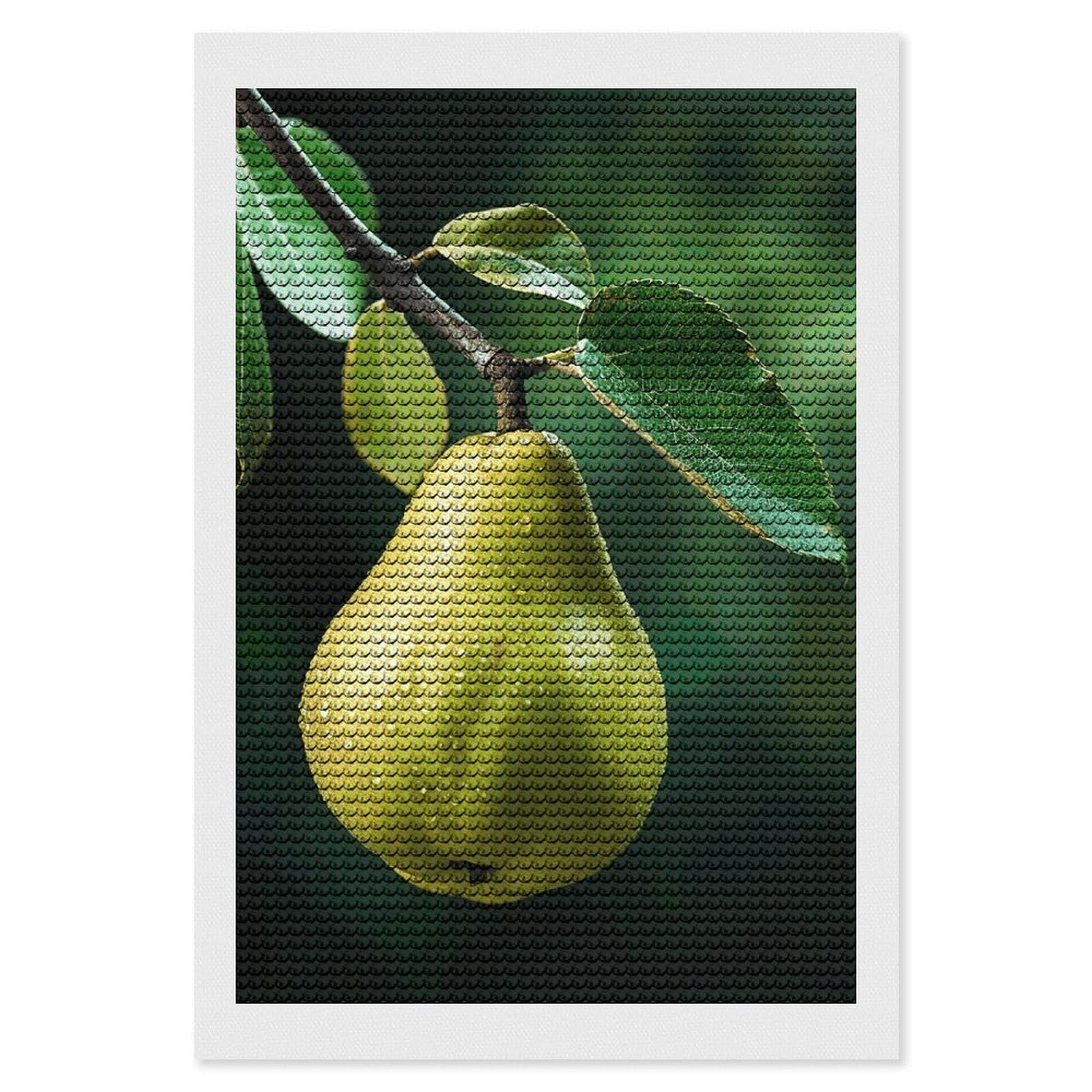 DWVTSLH Pears on The Tree Diamond Painting Kits for Adults, Personalized Diamond Photo Art Full Drill, DIY 5D Diamond Art Painting Kits for Beginners, Home Wall Decor 8"x12"