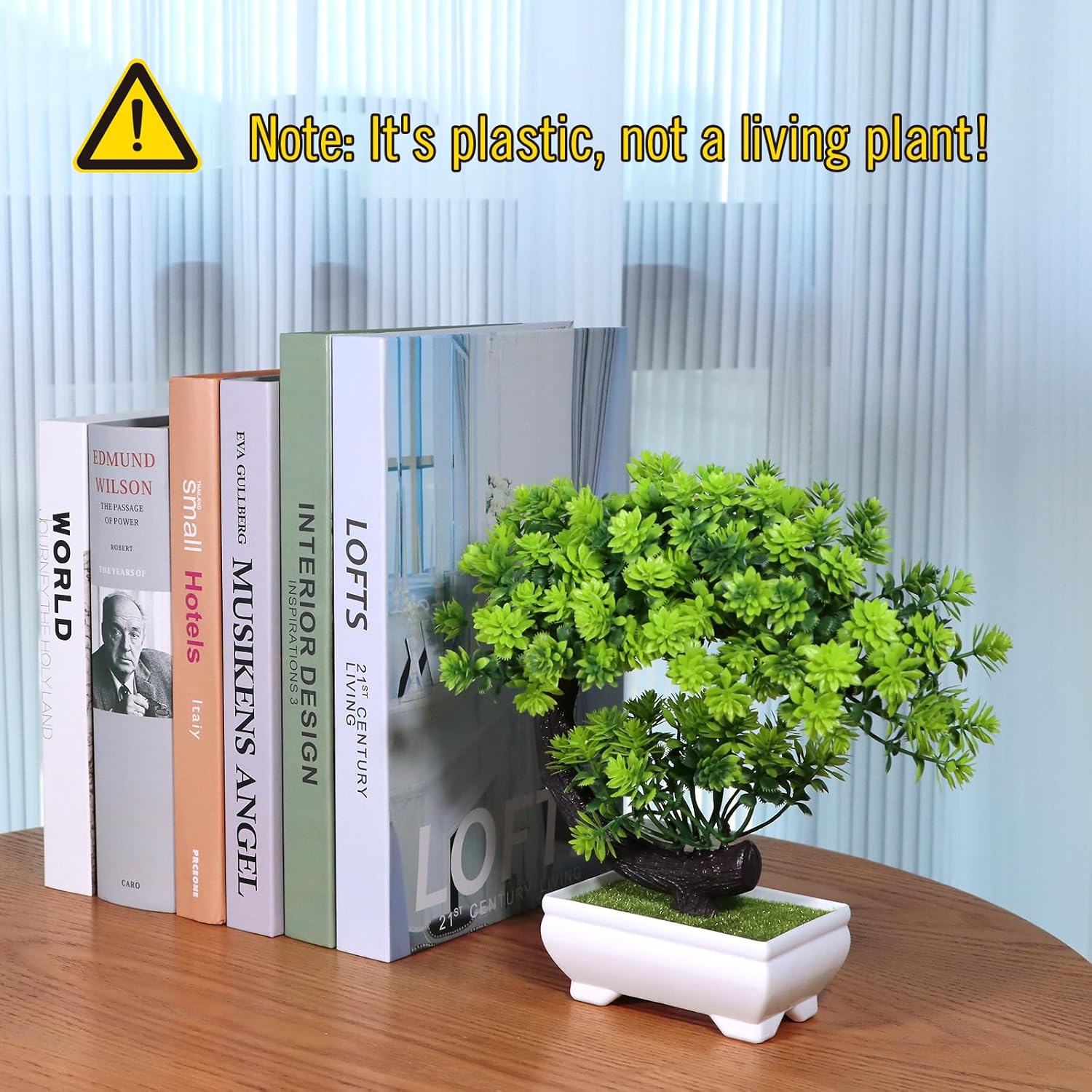 Fake Plants Small Artificial Bonsai Tree for Home Decor Living Room Bathroom Bookshelf Entryway Table Wall Shelf Modern Farmhouse Decor, 8.5" Tall, Green - Image 2