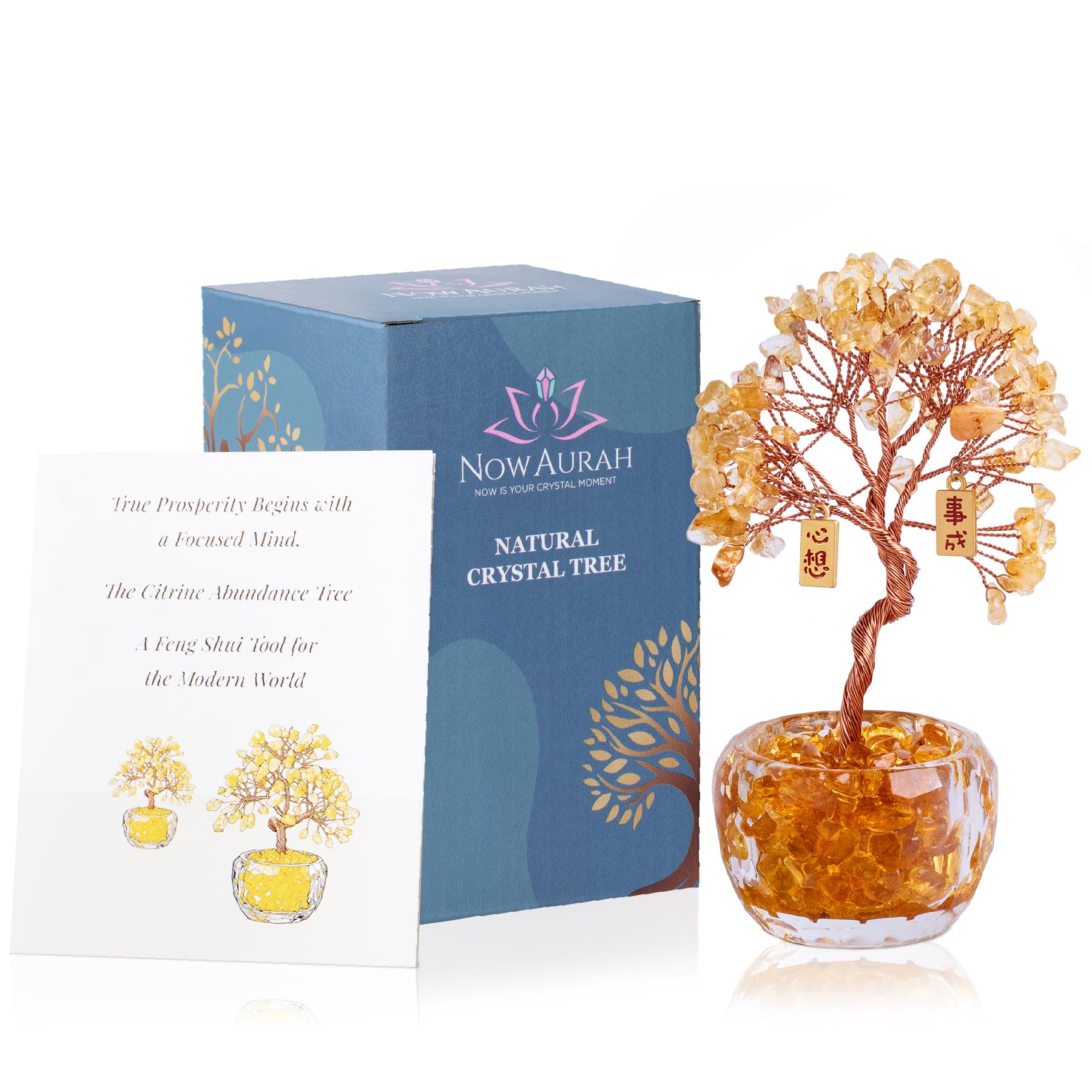 Photo 1 of Now Aurah Citrine Crystal Ornament Handmade Gemstone Tree for Desk Decor Feng Shui Money Tree Attracts Wealth & Positive Energy Thoughtful Gift for Women & Men