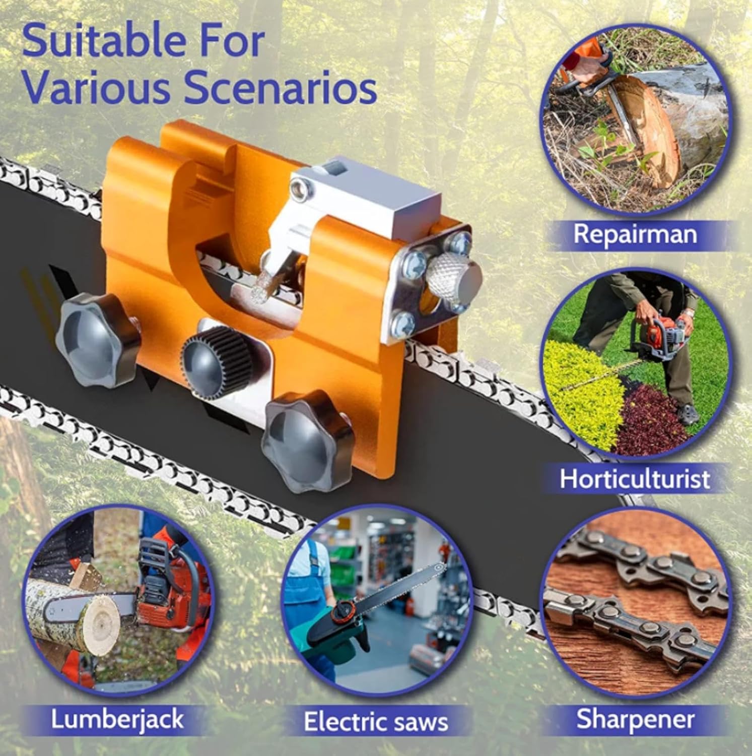 Chainsaw Sharpener Kit Chainsaw Sharpening Tool Clamp on Chainsaw Chain Sharpener with Pawl 2 Chain Sharpener for Chainsaws Designed to Sharpen Your Chainsaw