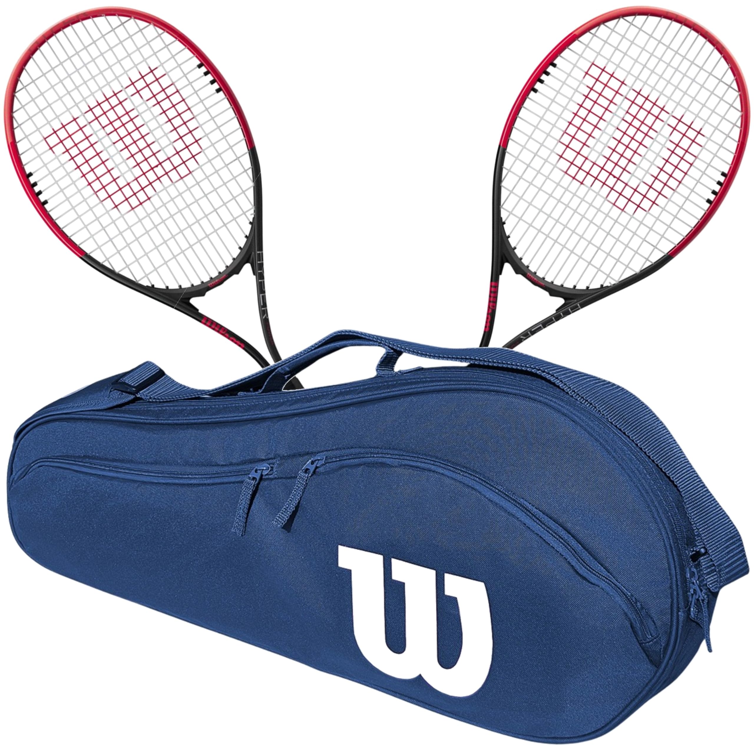 Wilson Hyper Power Tennis Racquet (4 3/8" Grip) Doubles Bundle with an Advantage 2.5 Bag or Backpack