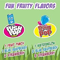 Vista 5 de Bazooka Candy Brands Caja de dulces variada – 18 paletas de dulces de verano de Ring Pop, Push Pop, Baby Bottle Pop & Juicy Drop – Caramelos