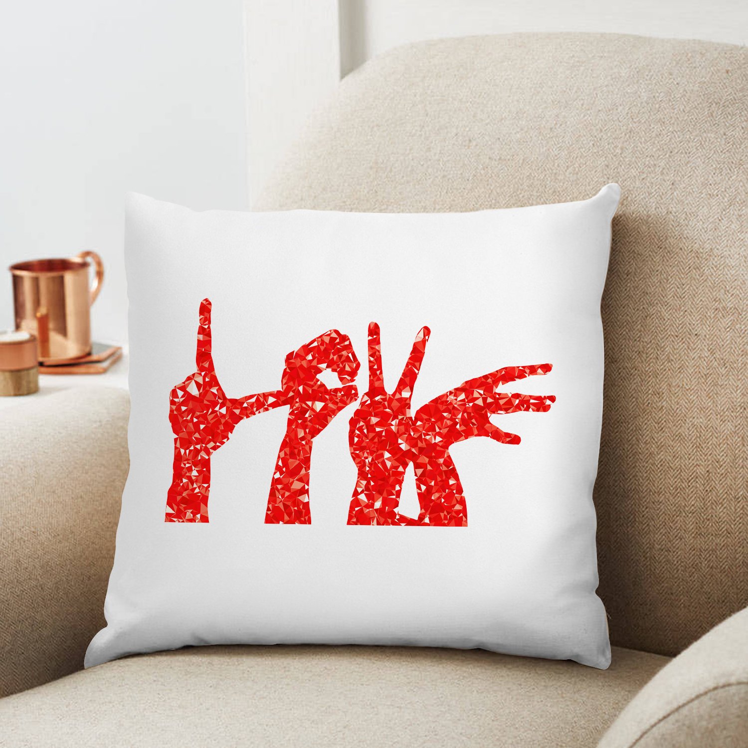 Love Symbol Printed Cushion 12X12 Pillow Cover with Filler- Best Love Gift Idea-image-44