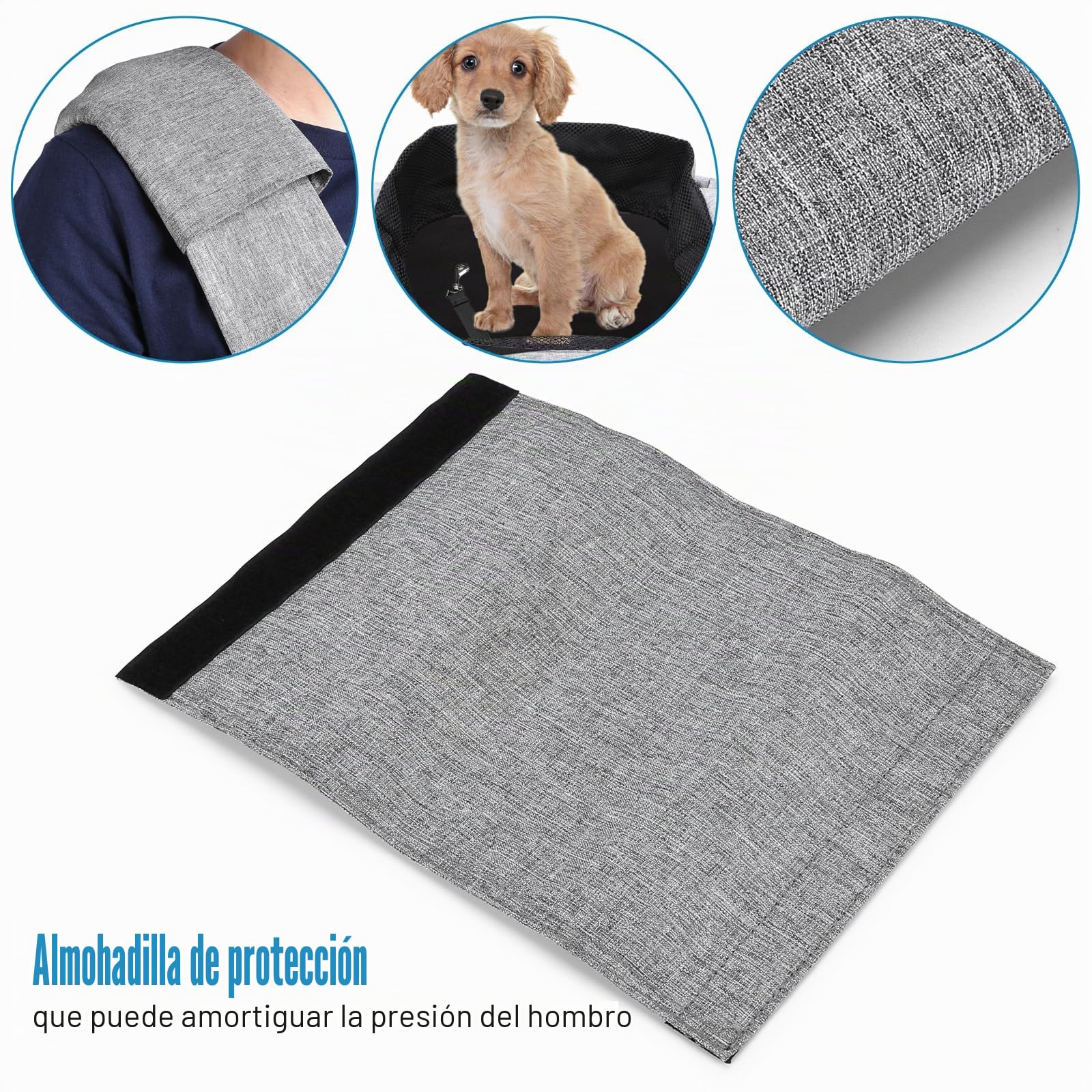Ownpets Bolsa de Viaje para Mascotas, Bolso Perro Pequeño con Correa Ajustable, Bolsa de Transporte para Perro Pequeño y Almohadilla de Hombro de Bolsillo para Viajes al Aire Libre