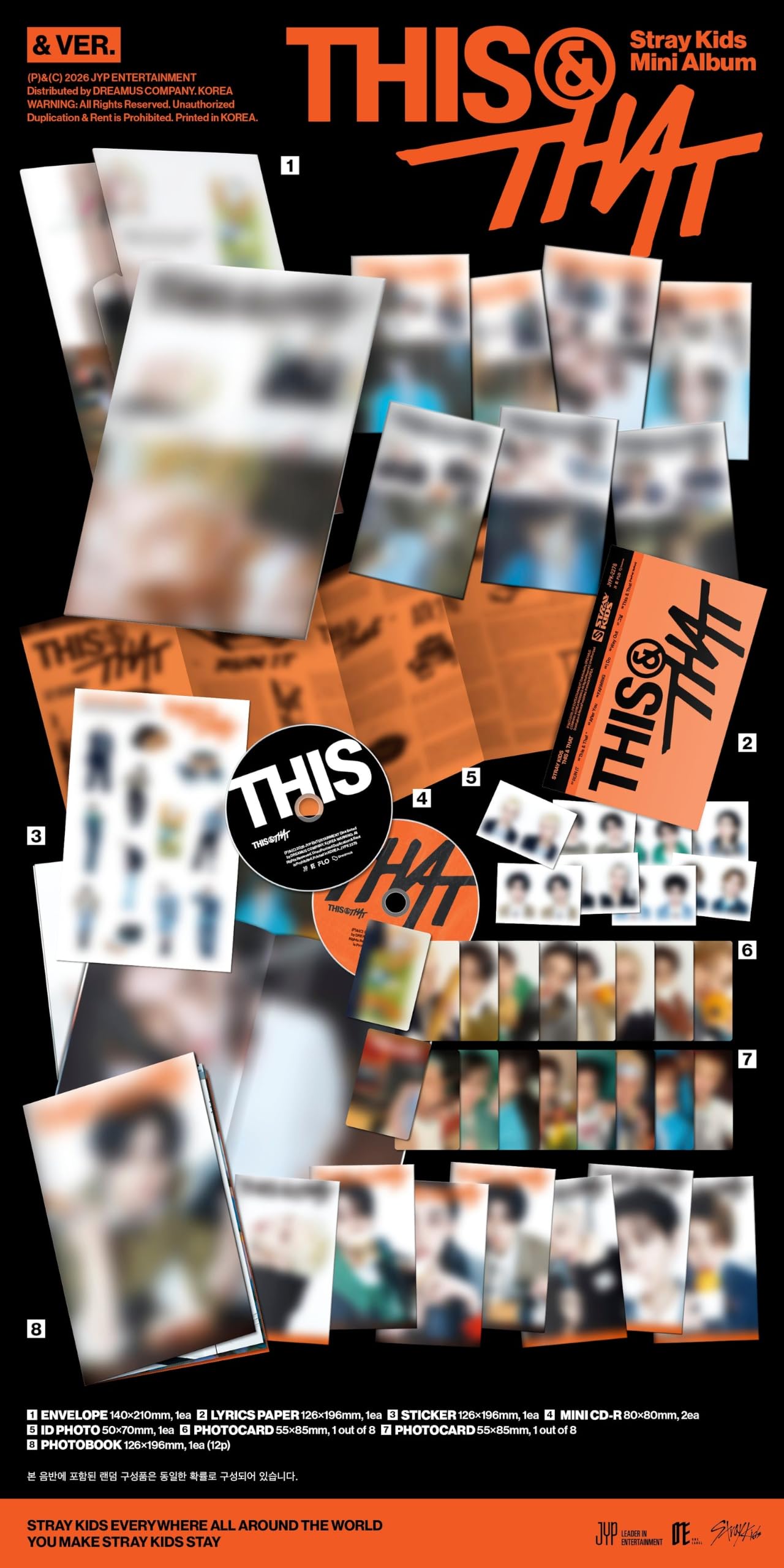 (& Version – Set mit 8 Versionen) STRAY KIDS – THIS & THAT Mini-Album + Fotokarte, K-Pop