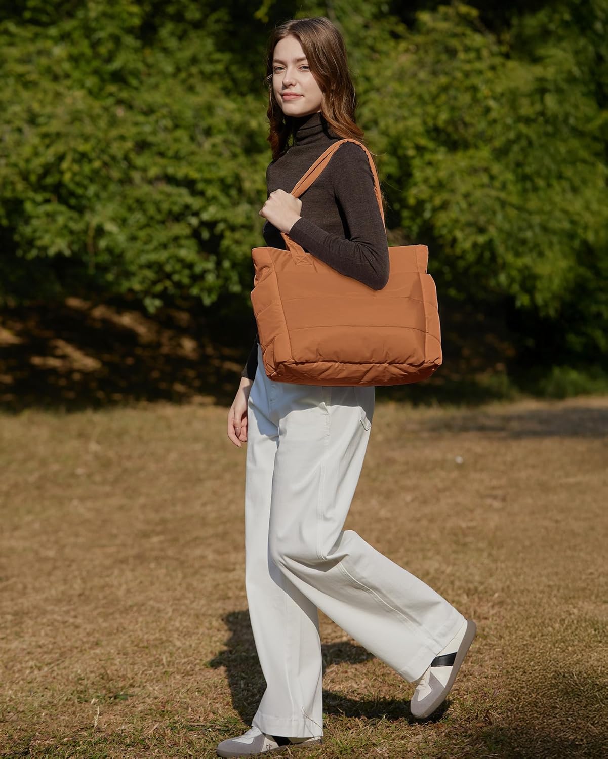 BAGSMART Tote Bag for Women, Lightweight Puffy Tote Bag with Compartments Shoulder Bag Handbag for Travel, Work, Gym | Lightweight, Puffy, Quilted, for Travel, Work - Image 2