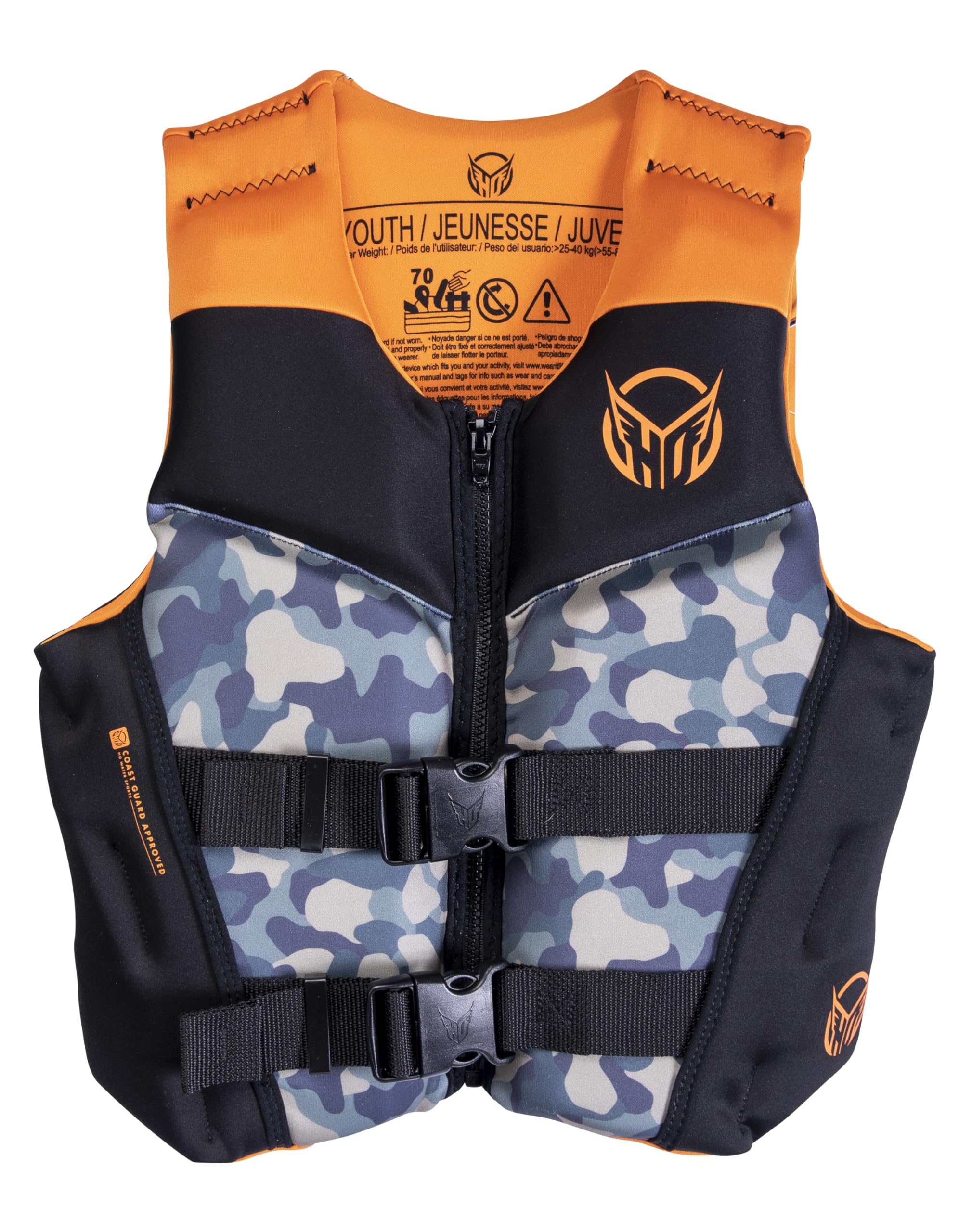 HO Sports Boys Youth Pursuit Vest for Water Sports, Internal Belt, USCG Approved Type III PFD