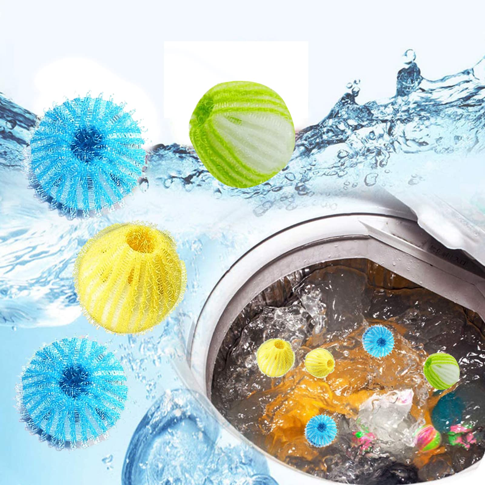 Boule Anti Poil Machine à Laver, 6 PCS, Anti-Peluches Pour Lessive, Réutilisable Boule De Lavage