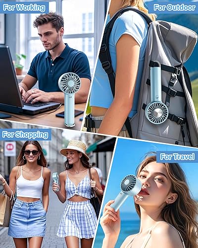 Miniatura 8 de Ventilador portátil de mano de refrigeración por hielo con placa de enfriamiento semiconductor, mini ventilador de mano personal recargable por USB