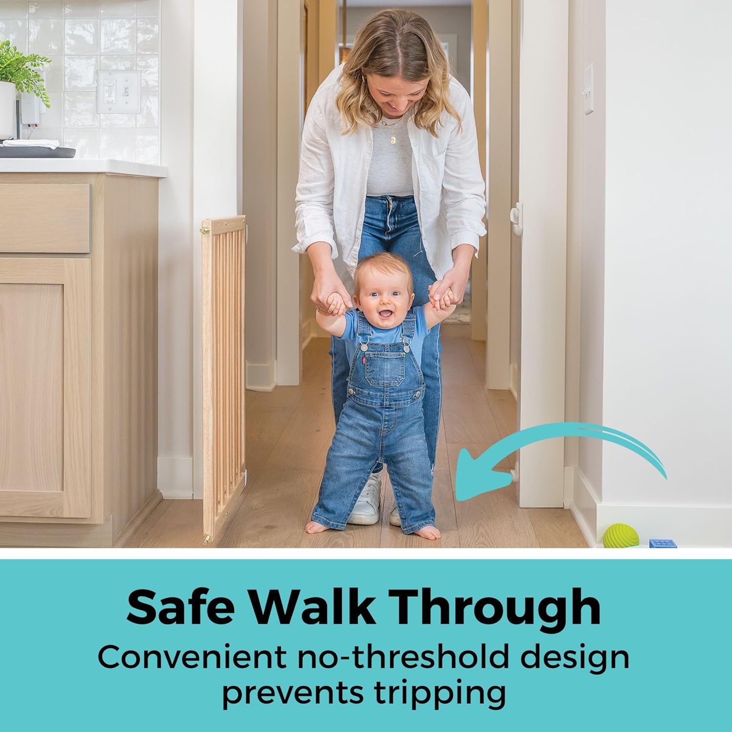 Toddleroo by North States LuxeCraft Wood Baby Safety Gate for Stairs & Doorways, Hardware Mount, Adjustable 25.25 to 39.25 Inches Wide, 30 Inches High, Beechwood Natural Wood