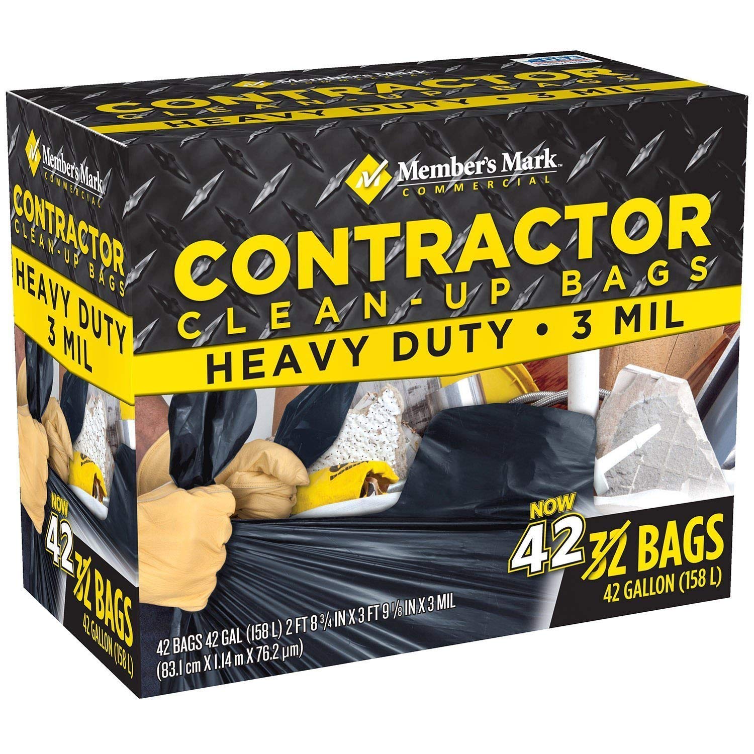 2 Pack Commercial Contractor Clean-Up Bags (42 gal, 42 ct. In Each Pack) - Trash Bags