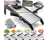Gramercy Adjustable Mandoline Slicer for Kitchen, Potato Cutter, Vegetable Chopper, Mandolin, Cucumber Slicer- INCLUDING one Pair Cut-Resistant Gloves and Waffle Fry Cutter